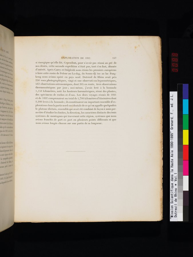 Mission Scientifique dans la Haute Asie 1890-1895 : vol.1 / 179 ページ（カラー画像）