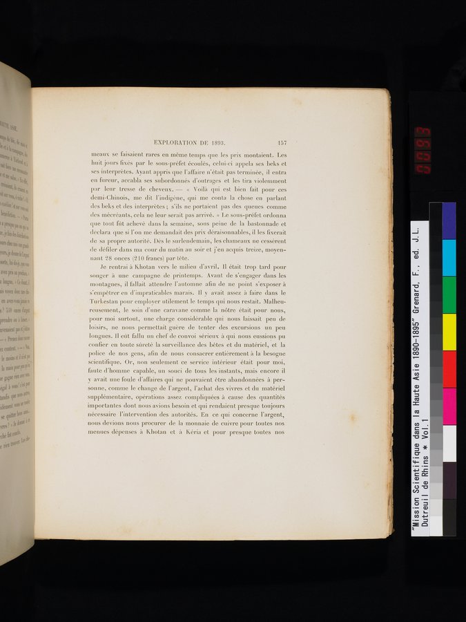 Mission Scientifique dans la Haute Asie 1890-1895 : vol.1 / Page 189 (Color Image)