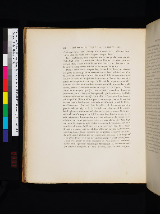 Mission Scientifique dans la Haute Asie 1890-1895 : vol.1 / 226 ページ（カラー画像）