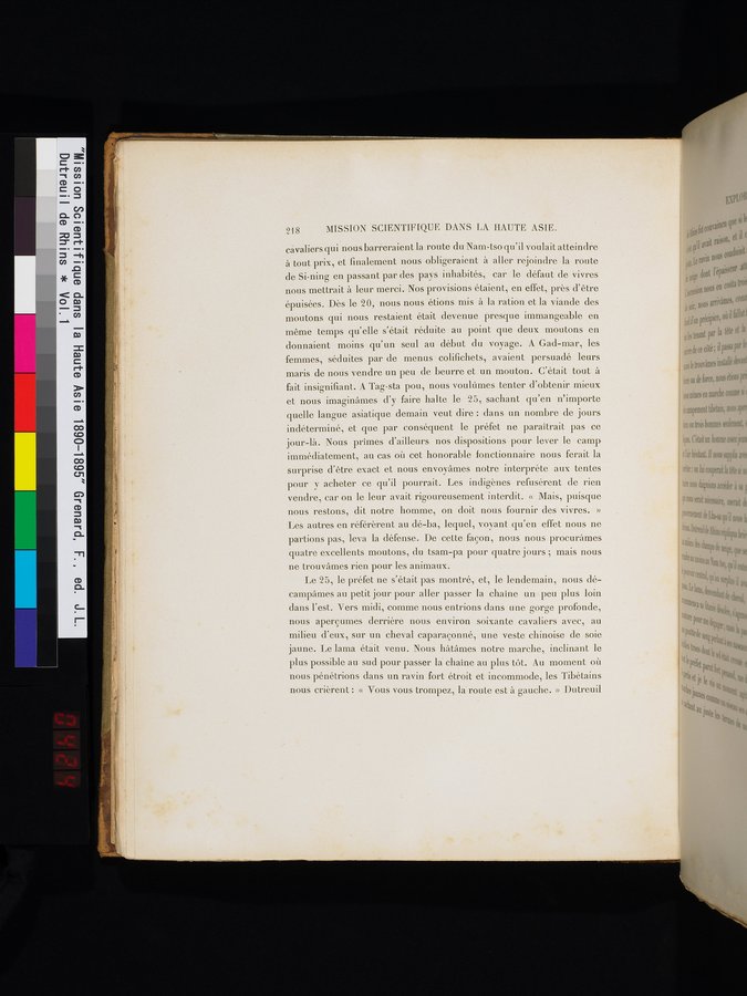 Mission Scientifique dans la Haute Asie 1890-1895 : vol.1 / Page 250 (Color Image)