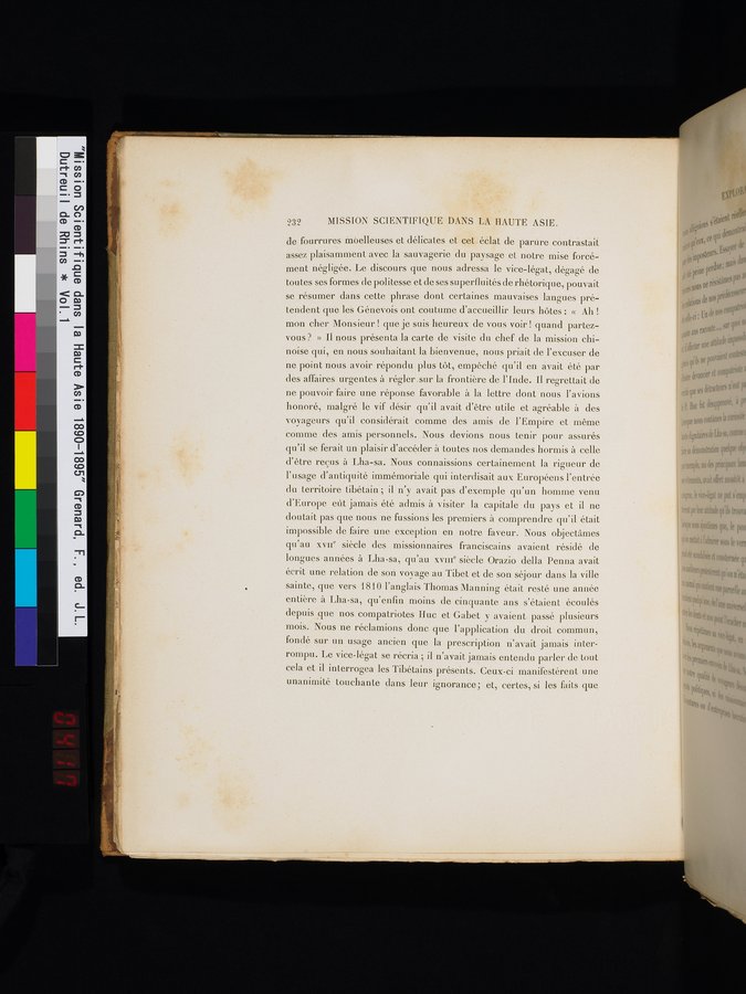 Mission Scientifique dans la Haute Asie 1890-1895 : vol.1 / Page 264 (Color Image)