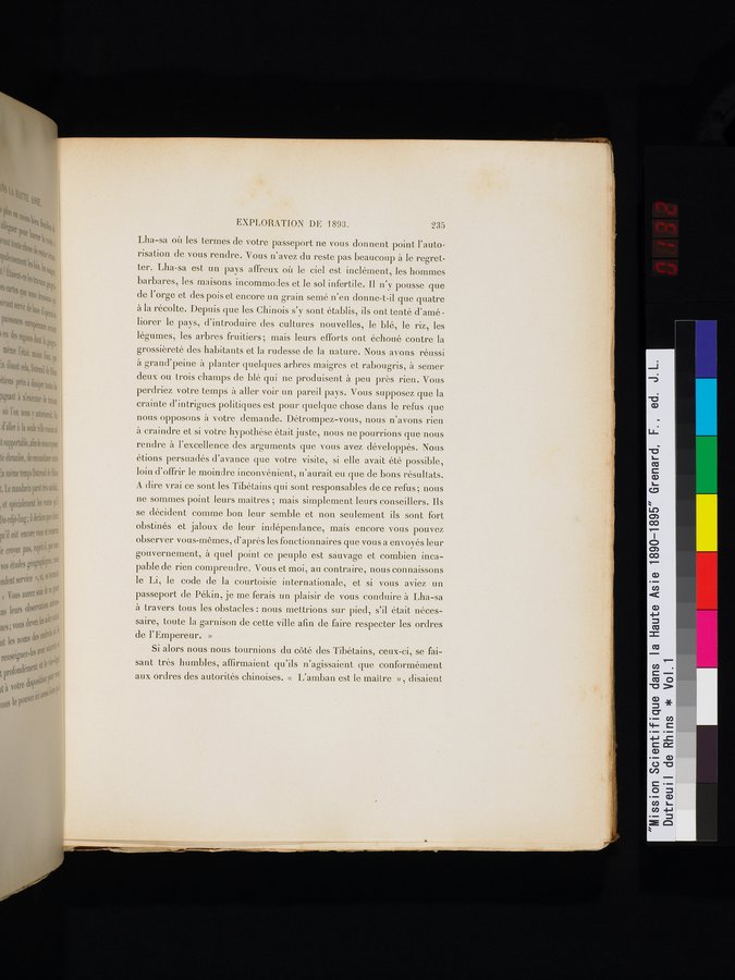 Mission Scientifique dans la Haute Asie 1890-1895 : vol.1 / 267 ページ（カラー画像）