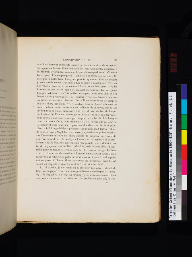 Mission Scientifique dans la Haute Asie 1890-1895 : vol.1 / Page 281 (Color Image)