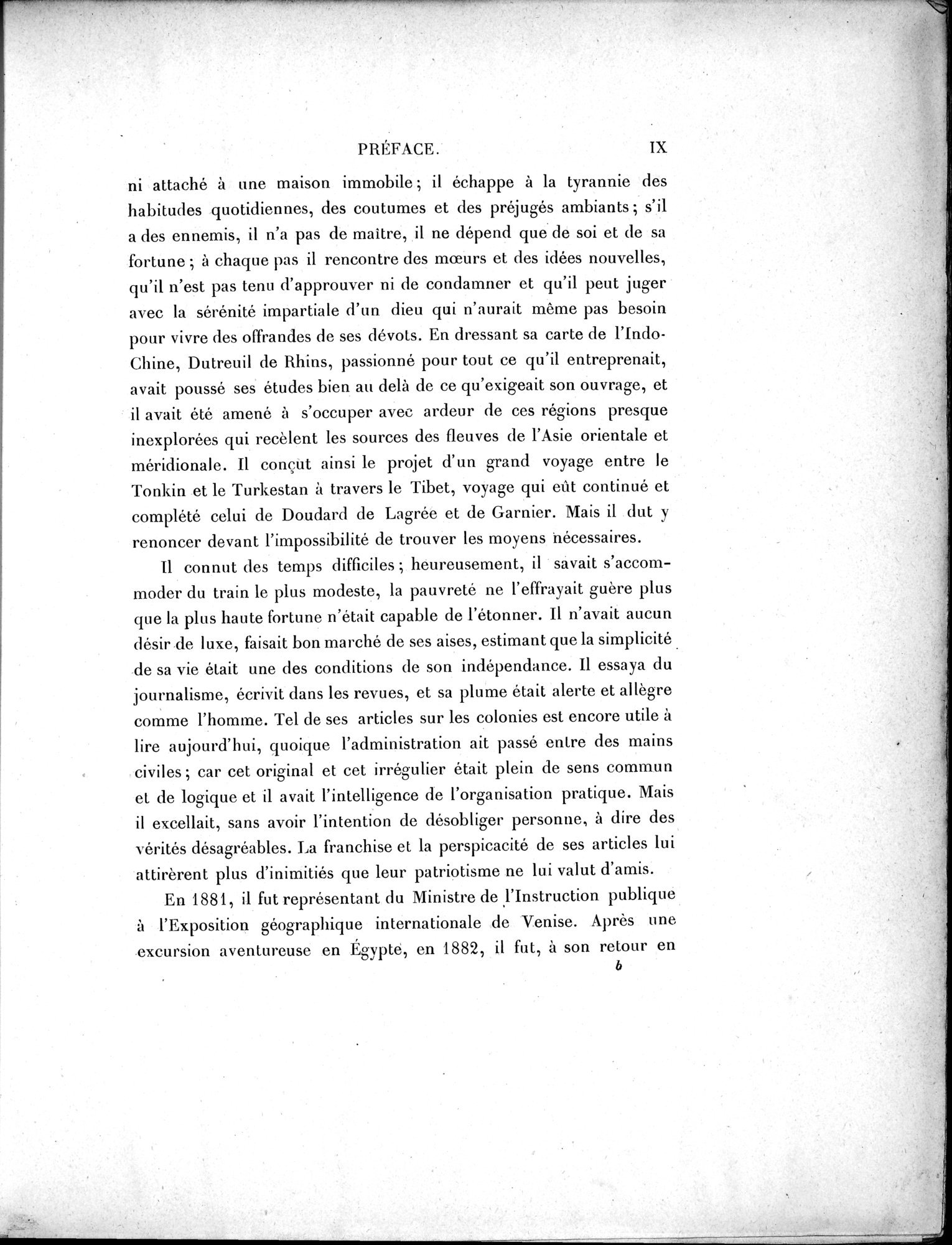 Mission Scientifique dans la Haute Asie 1890-1895 : vol.1 / Page 17 (Grayscale High Resolution Image)