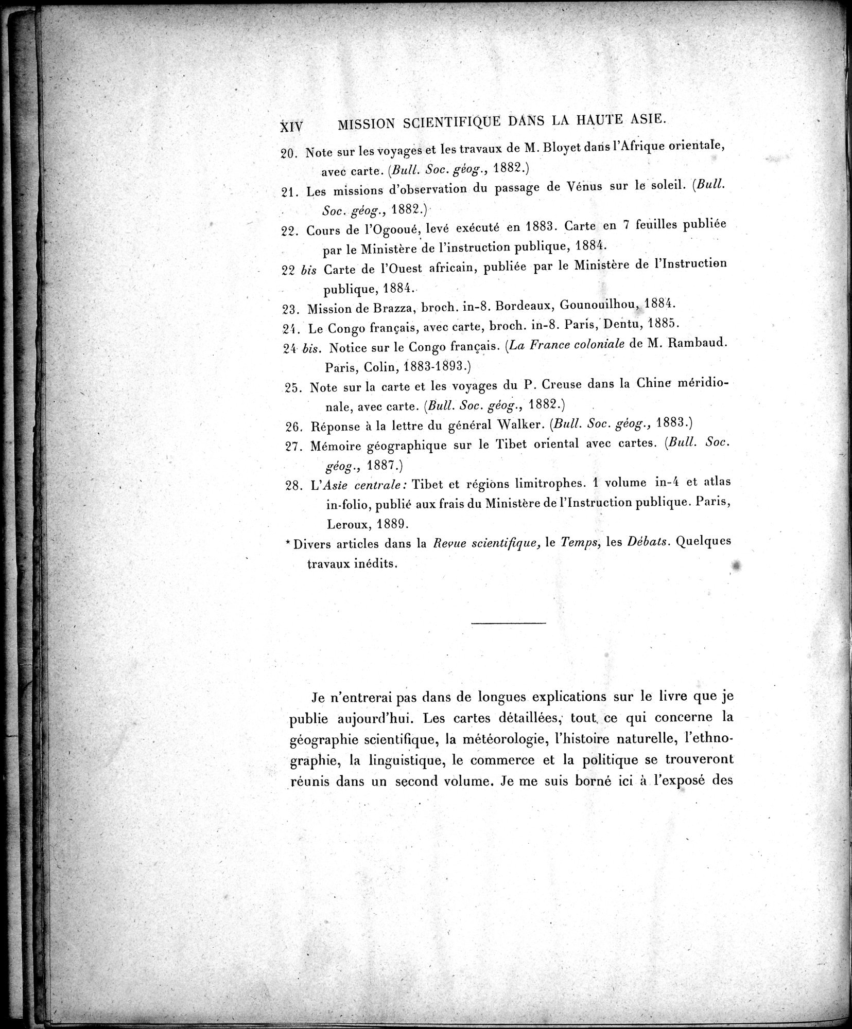 Mission Scientifique dans la Haute Asie 1890-1895 : vol.1 / Page 22 (Grayscale High Resolution Image)