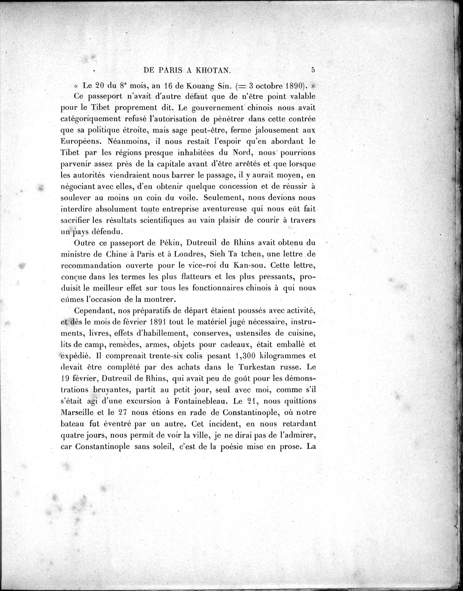 Mission Scientifique dans la Haute Asie 1890-1895 : vol.1 / Page 33 (Grayscale High Resolution Image)
