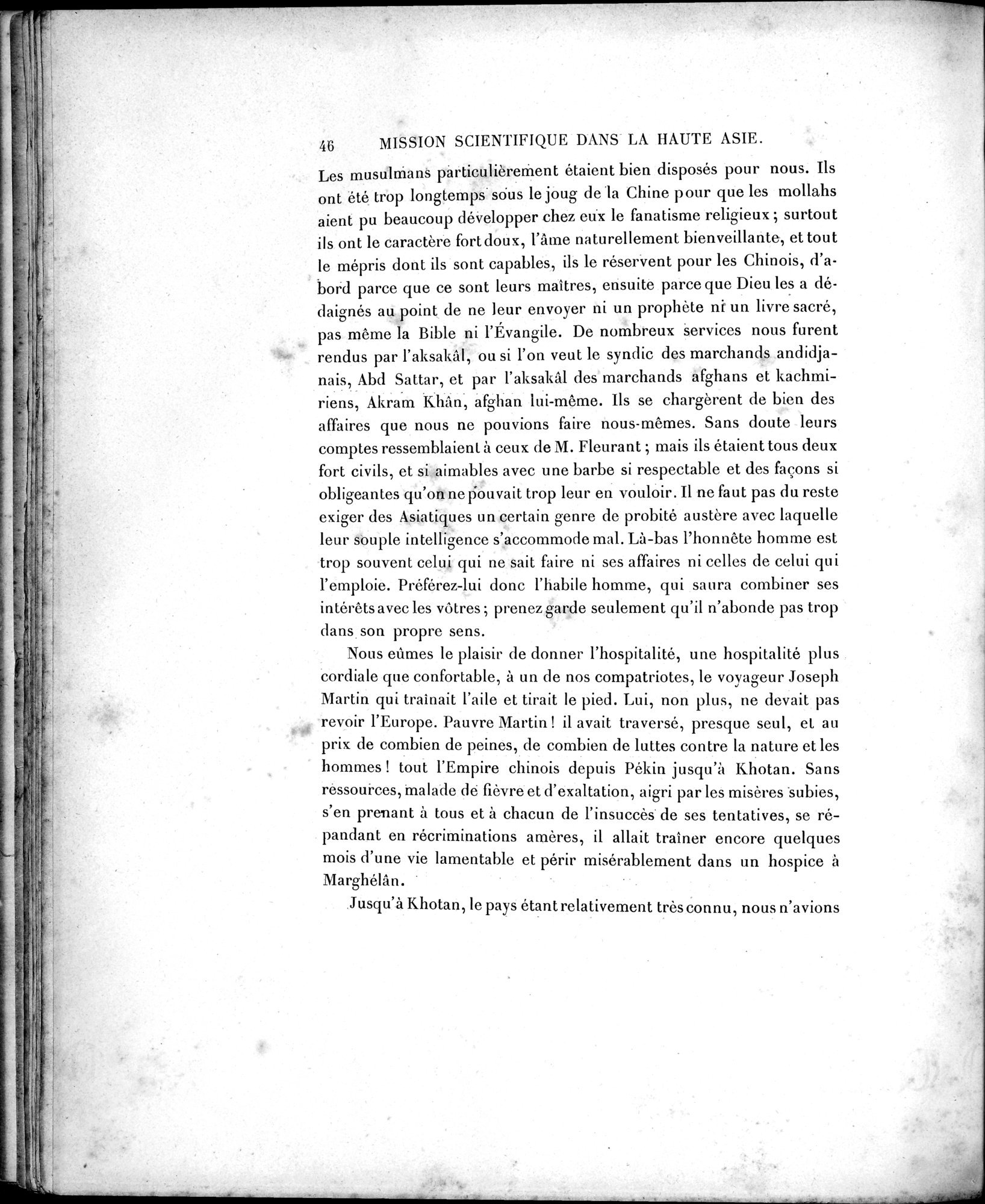 Mission Scientifique dans la Haute Asie 1890-1895 : vol.1 / 74 ページ（白黒高解像度画像）