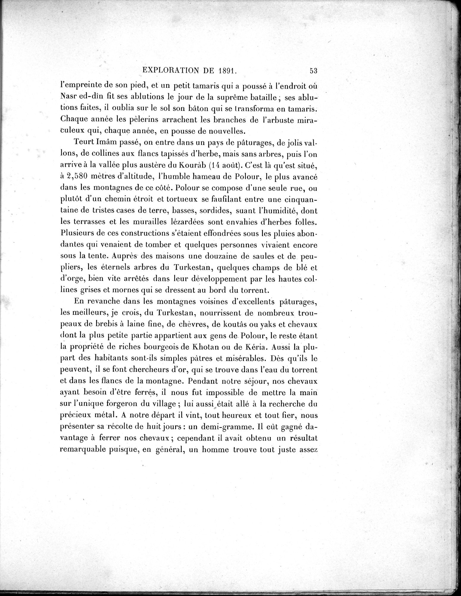 Mission Scientifique dans la Haute Asie 1890-1895 : vol.1 / 81 ページ（白黒高解像度画像）