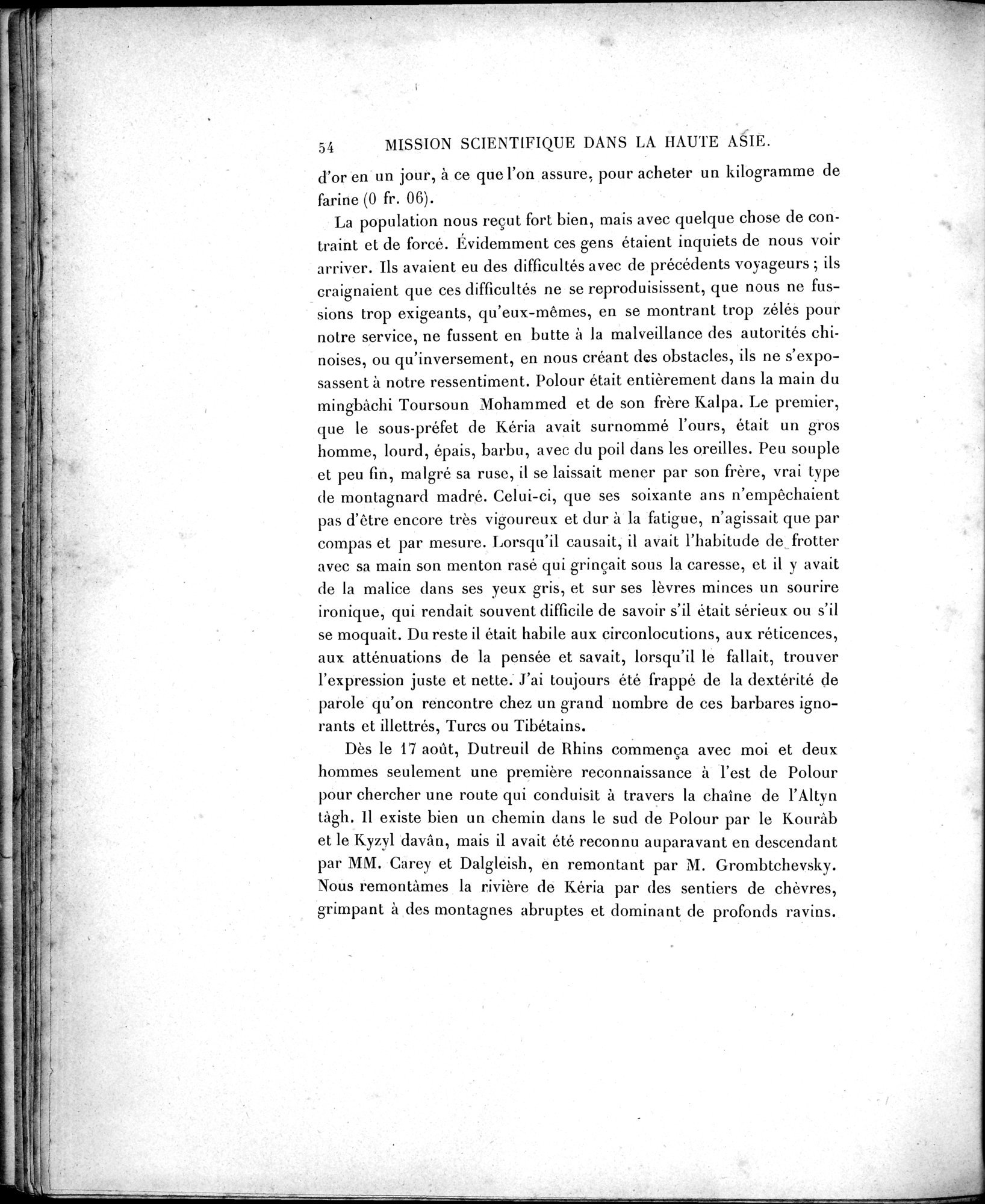 Mission Scientifique dans la Haute Asie 1890-1895 : vol.1 / Page 82 (Grayscale High Resolution Image)