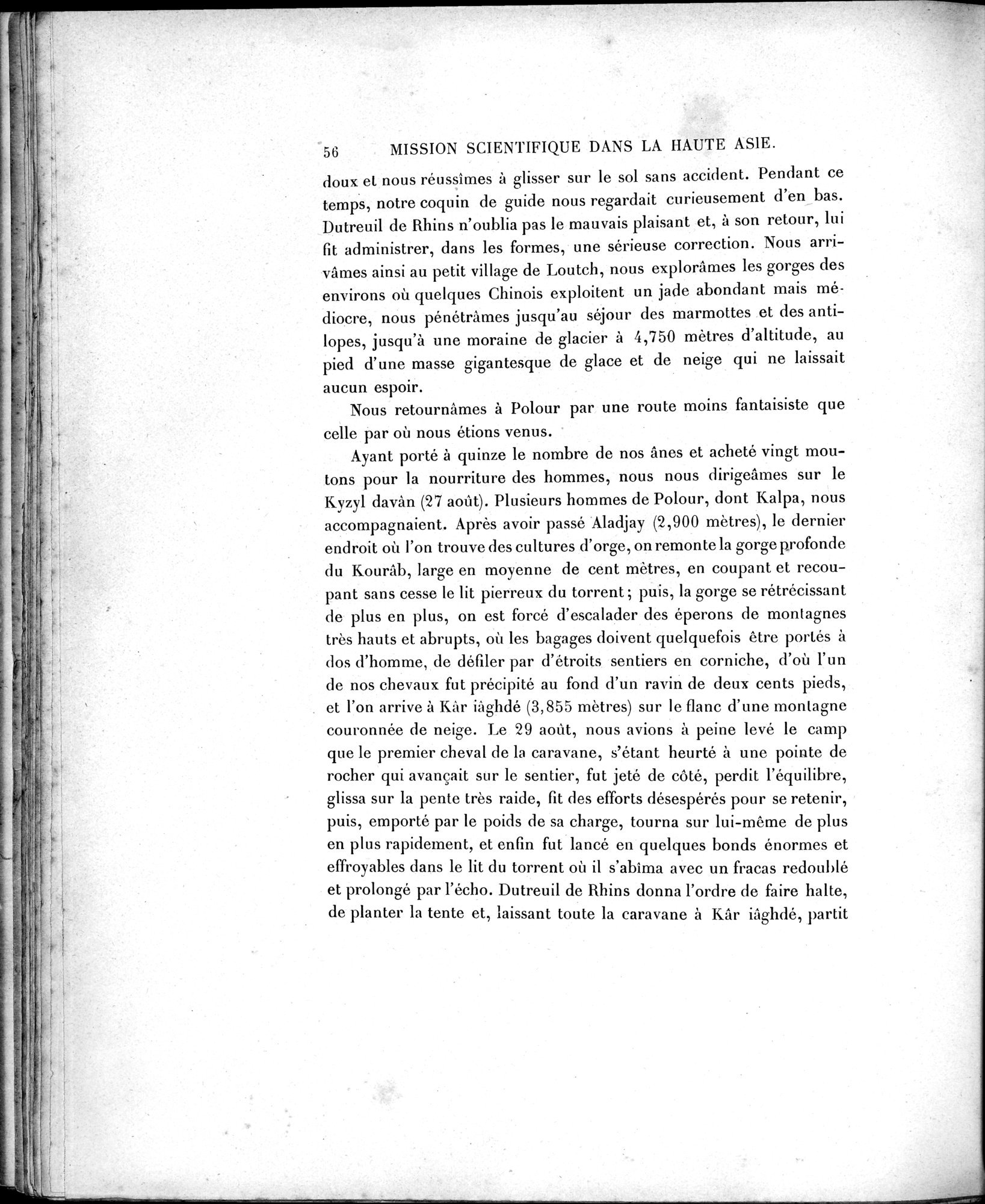 Mission Scientifique dans la Haute Asie 1890-1895 : vol.1 / Page 84 (Grayscale High Resolution Image)