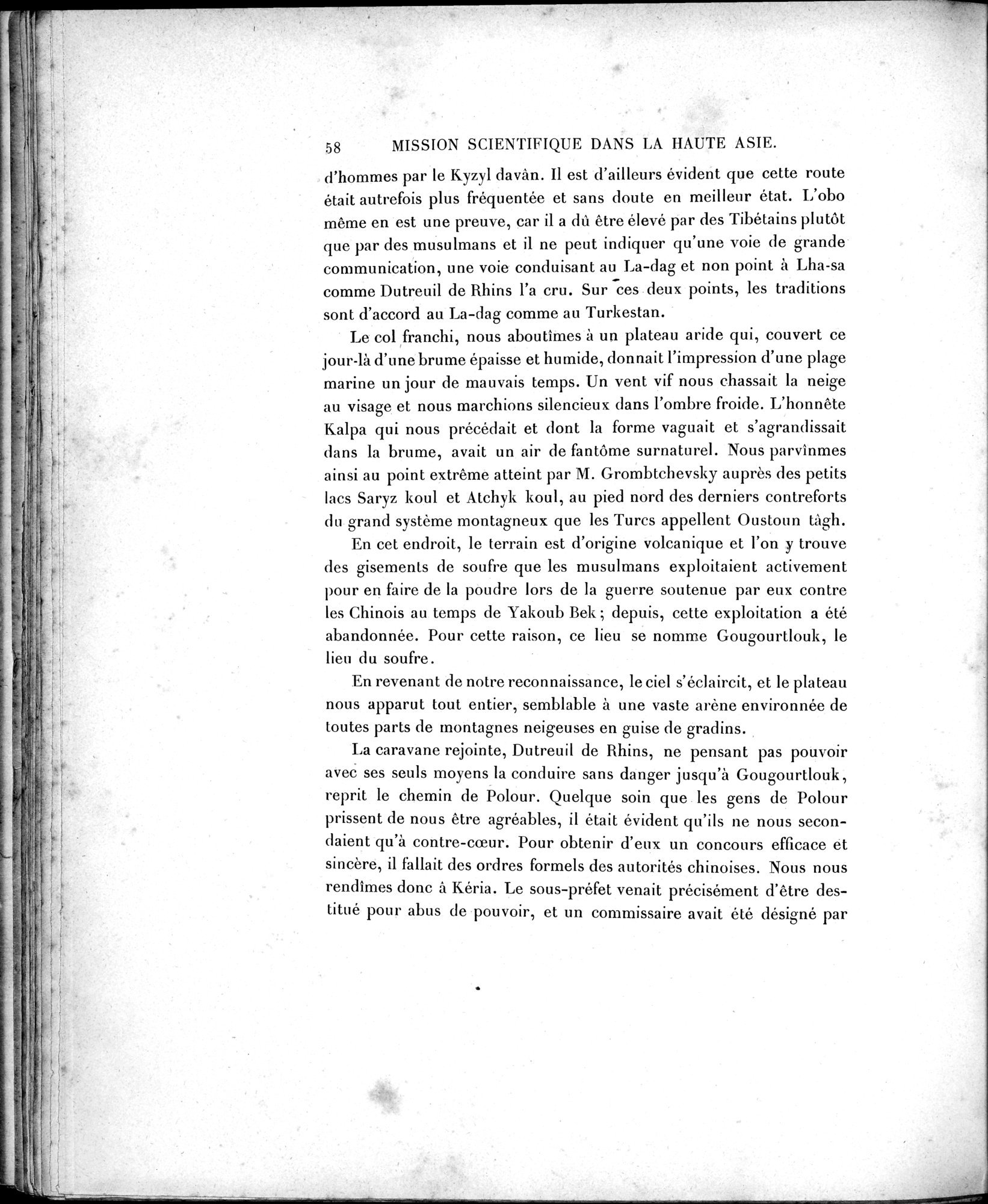 Mission Scientifique dans la Haute Asie 1890-1895 : vol.1 / 86 ページ（白黒高解像度画像）