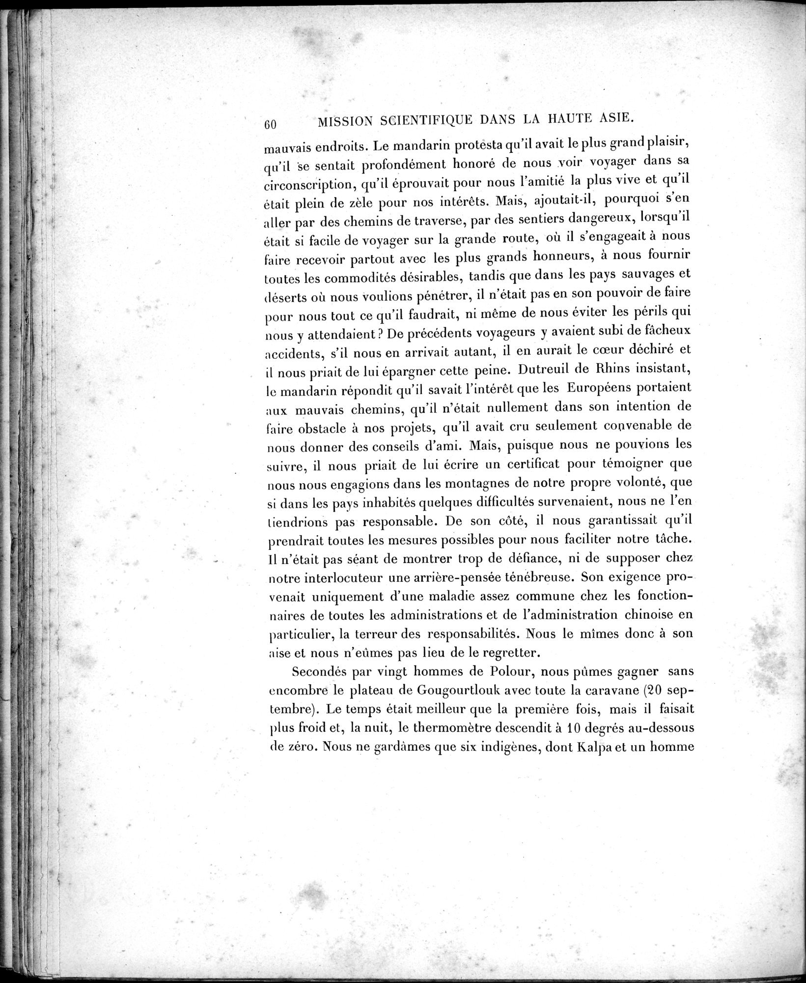 Mission Scientifique dans la Haute Asie 1890-1895 : vol.1 / Page 88 (Grayscale High Resolution Image)