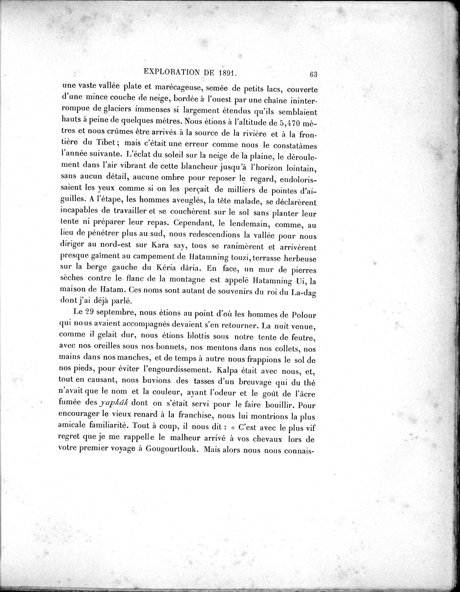 Mission Scientifique dans la Haute Asie 1890-1895 : vol.1 / Page 91 (Grayscale High Resolution Image)