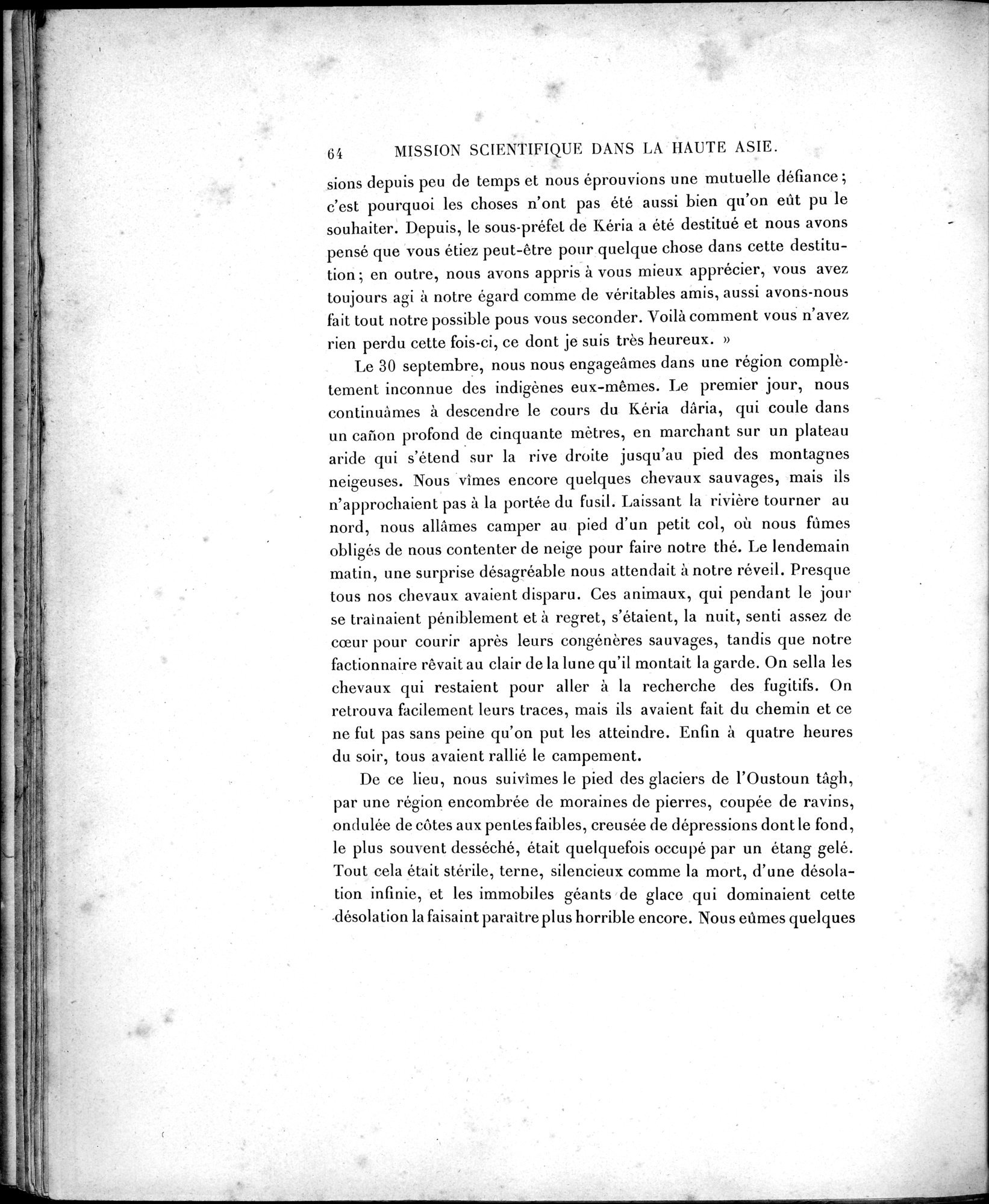 Mission Scientifique dans la Haute Asie 1890-1895 : vol.1 / Page 92 (Grayscale High Resolution Image)