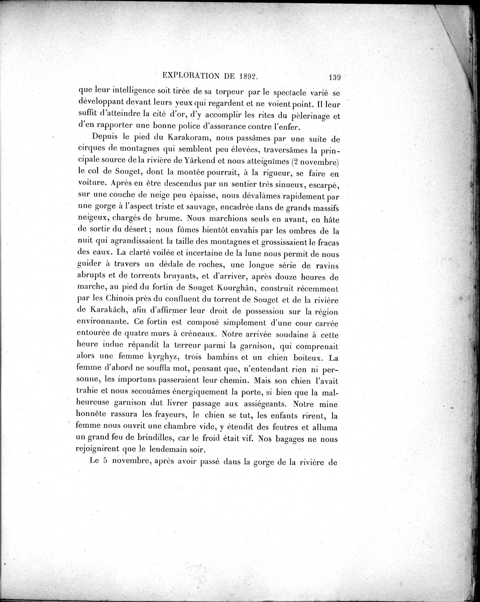 Mission Scientifique dans la Haute Asie 1890-1895 : vol.1 / Page 171 (Grayscale High Resolution Image)