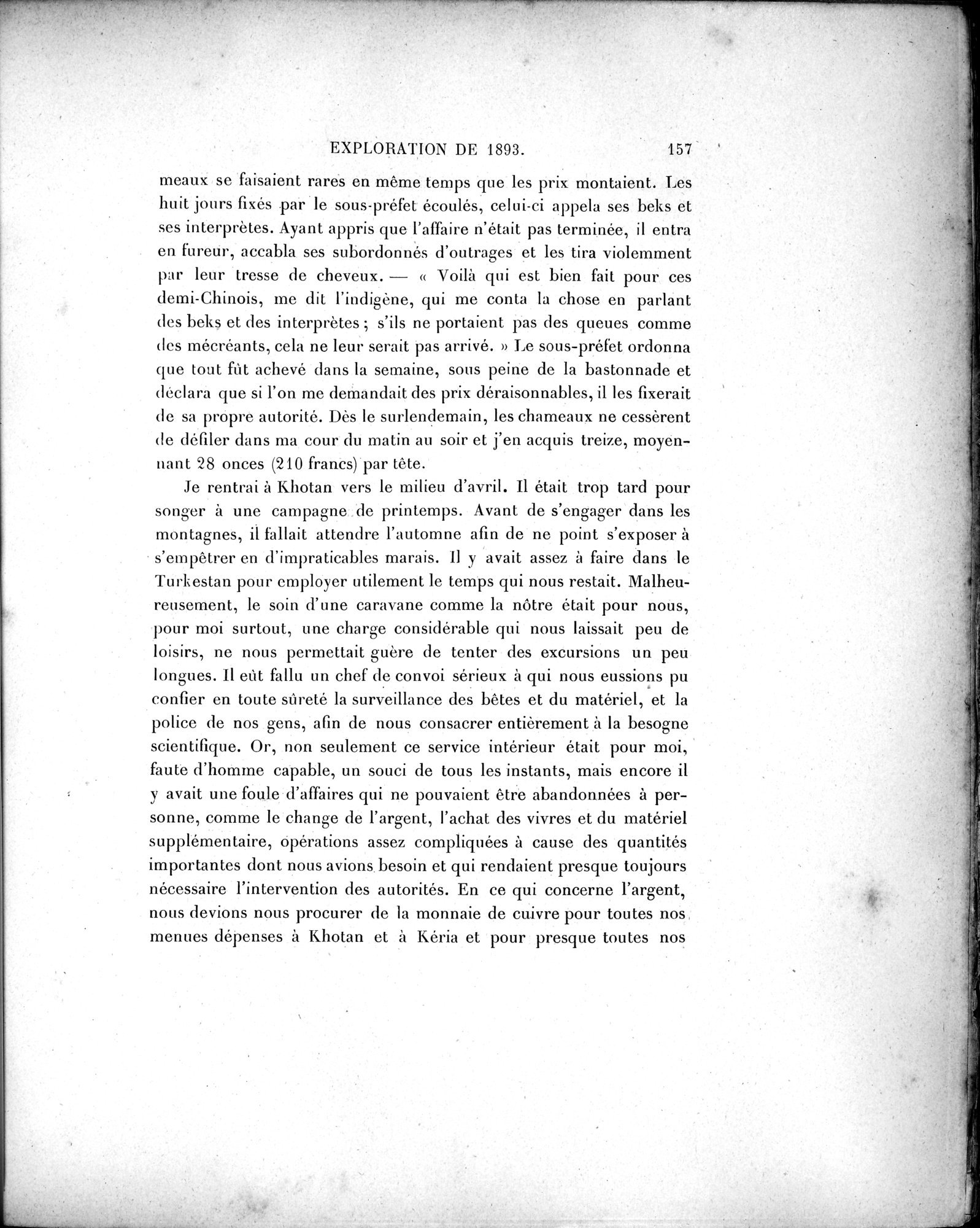 Mission Scientifique dans la Haute Asie 1890-1895 : vol.1 / 189 ページ（白黒高解像度画像）