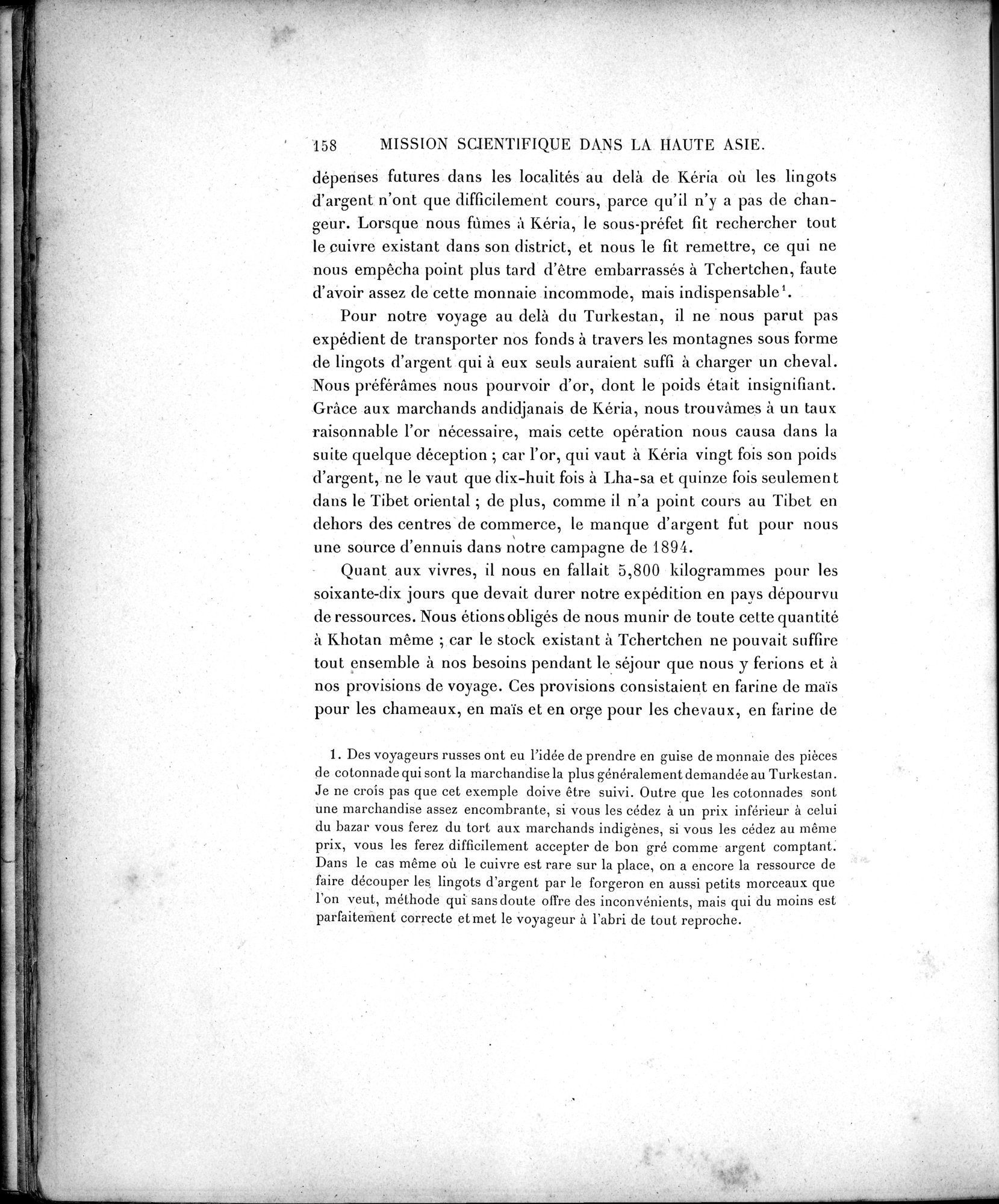 Mission Scientifique dans la Haute Asie 1890-1895 : vol.1 / Page 190 (Grayscale High Resolution Image)
