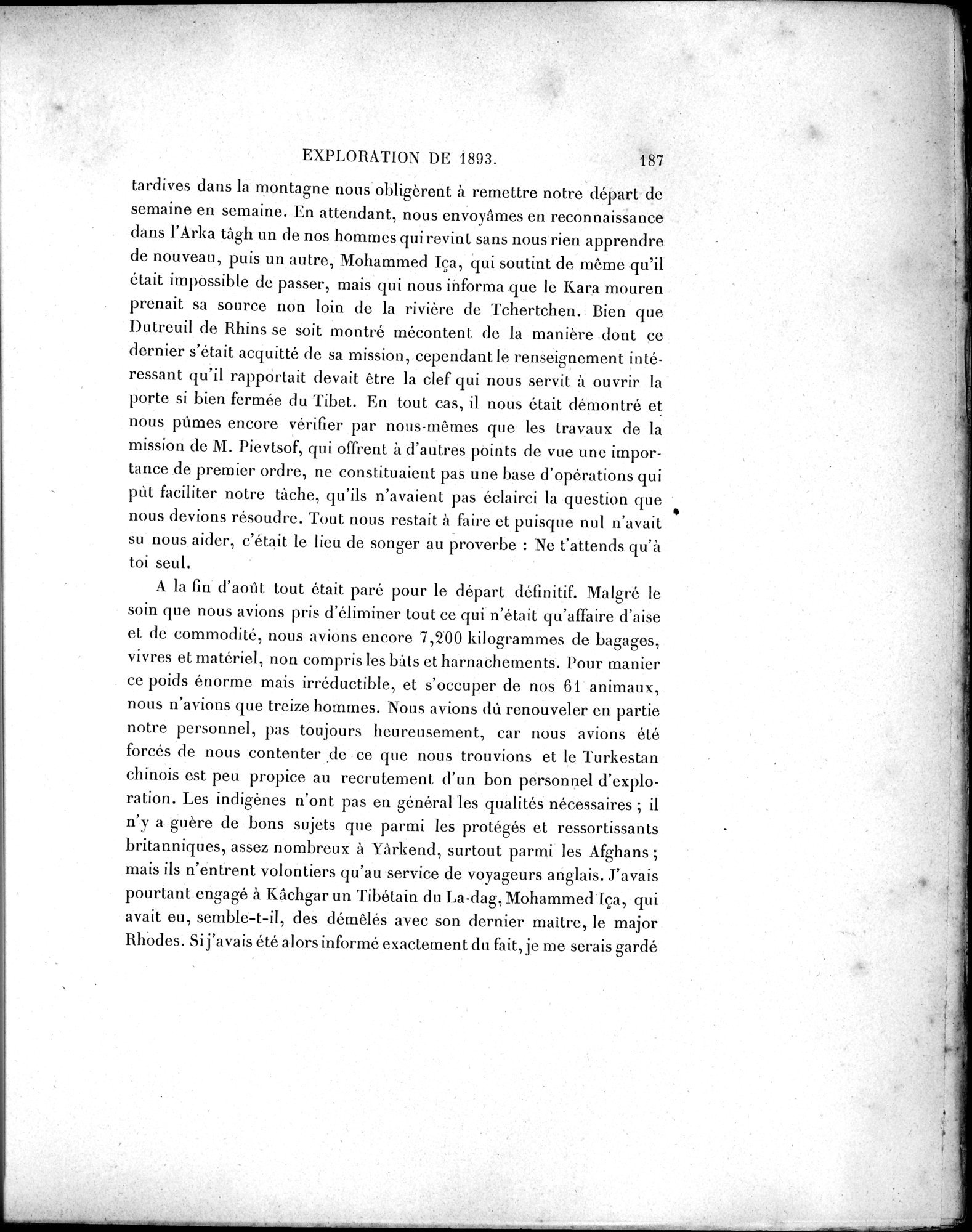 Mission Scientifique dans la Haute Asie 1890-1895 : vol.1 / 219 ページ（白黒高解像度画像）