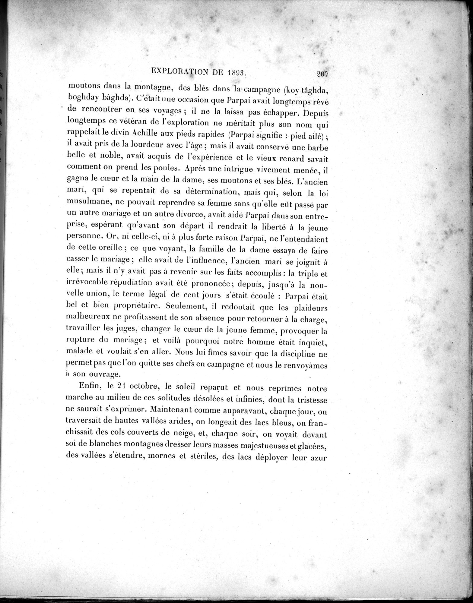 Mission Scientifique dans la Haute Asie 1890-1895 : vol.1 / Page 239 (Grayscale High Resolution Image)