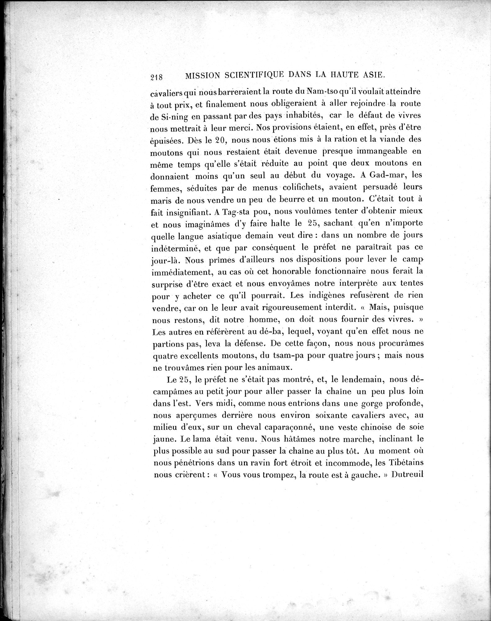 Mission Scientifique dans la Haute Asie 1890-1895 : vol.1 / Page 250 (Grayscale High Resolution Image)