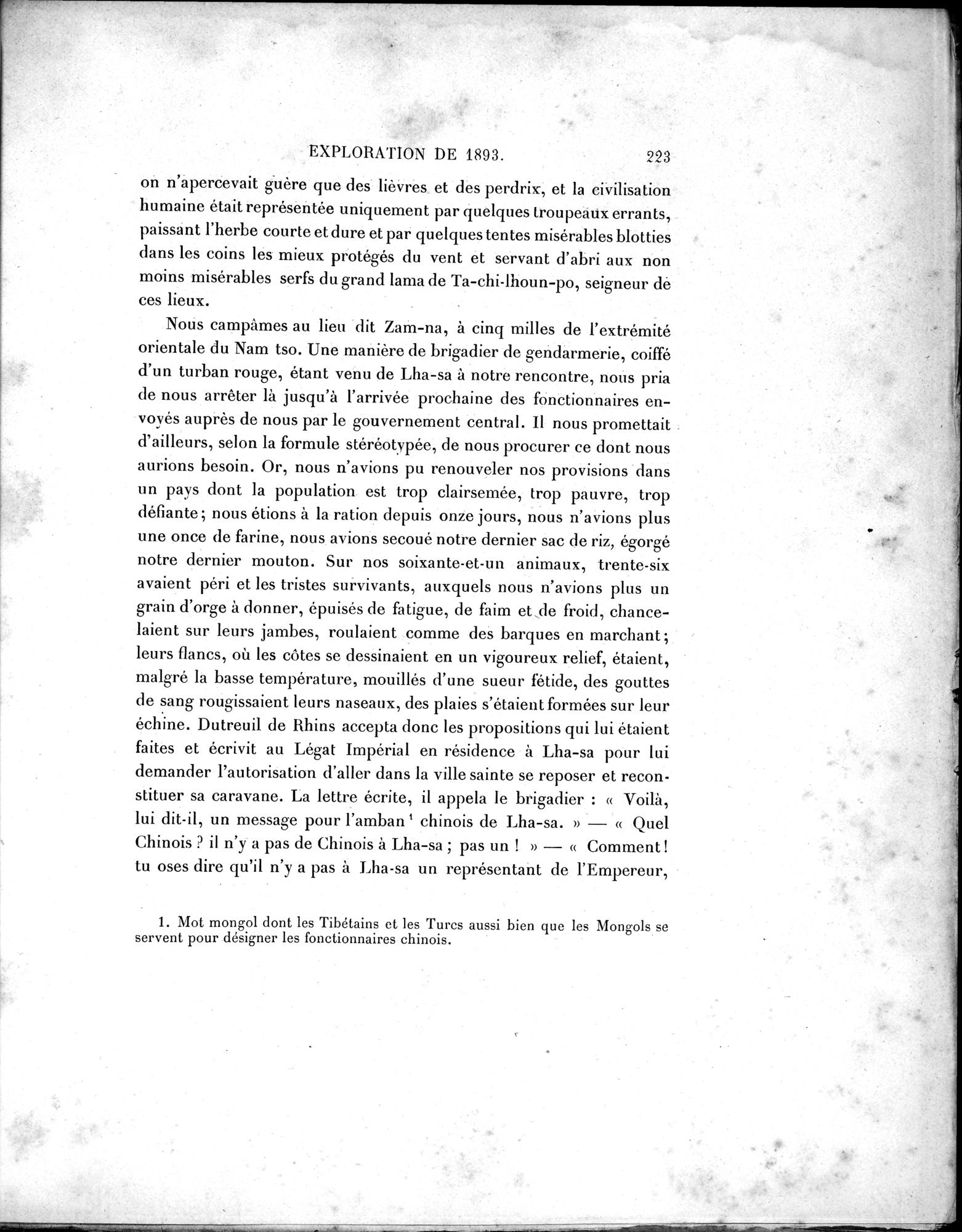 Mission Scientifique dans la Haute Asie 1890-1895 : vol.1 / Page 255 (Grayscale High Resolution Image)