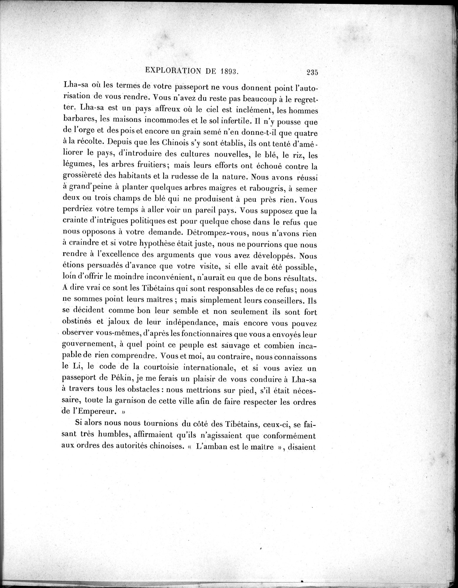 Mission Scientifique dans la Haute Asie 1890-1895 : vol.1 / Page 267 (Grayscale High Resolution Image)