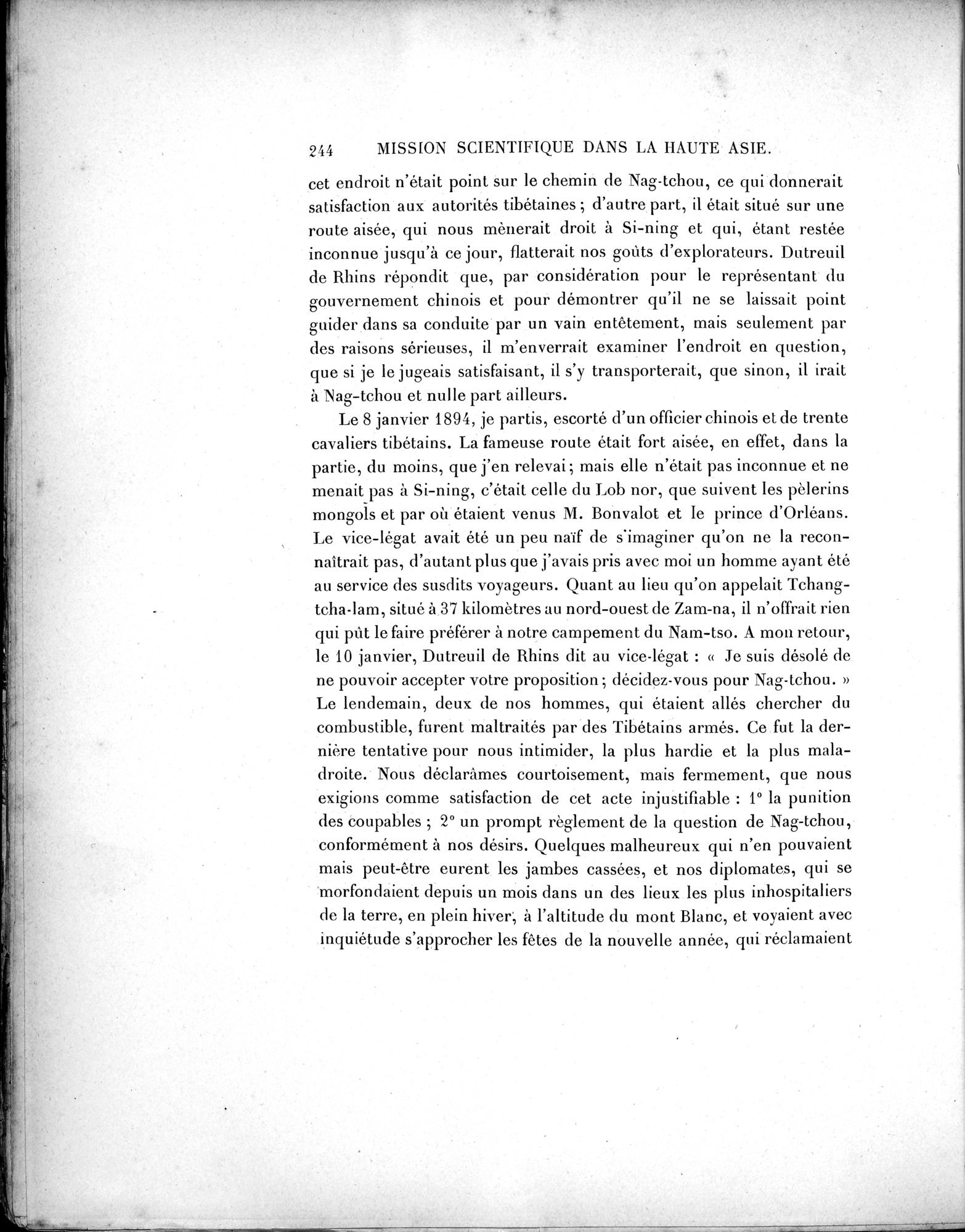 Mission Scientifique dans la Haute Asie 1890-1895 : vol.1 / Page 276 (Grayscale High Resolution Image)