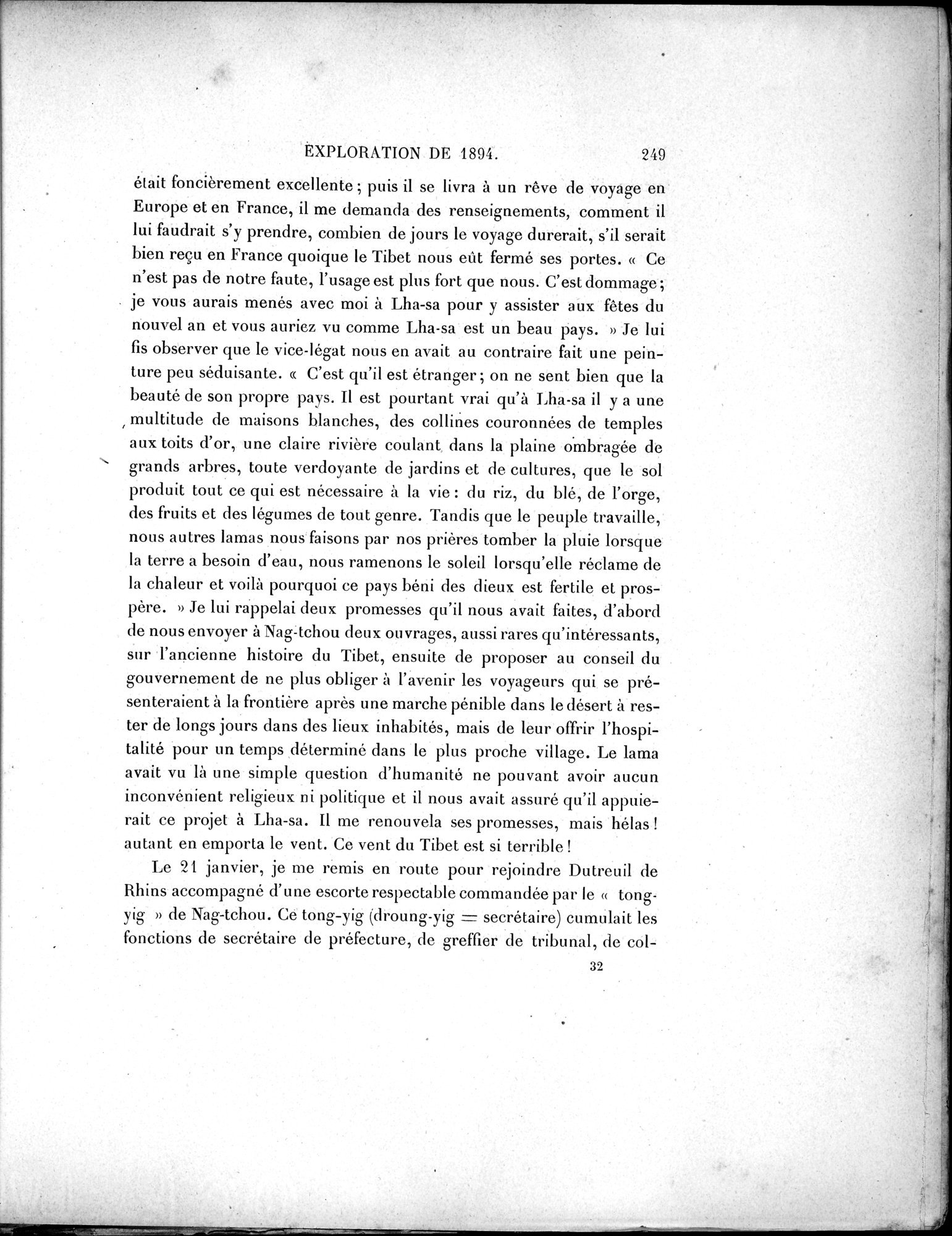 Mission Scientifique dans la Haute Asie 1890-1895 : vol.1 / Page 281 (Grayscale High Resolution Image)