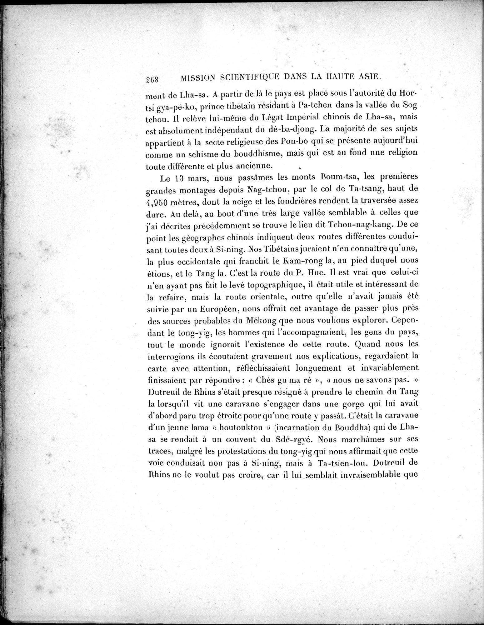 Mission Scientifique dans la Haute Asie 1890-1895 : vol.1 / Page 300 (Grayscale High Resolution Image)