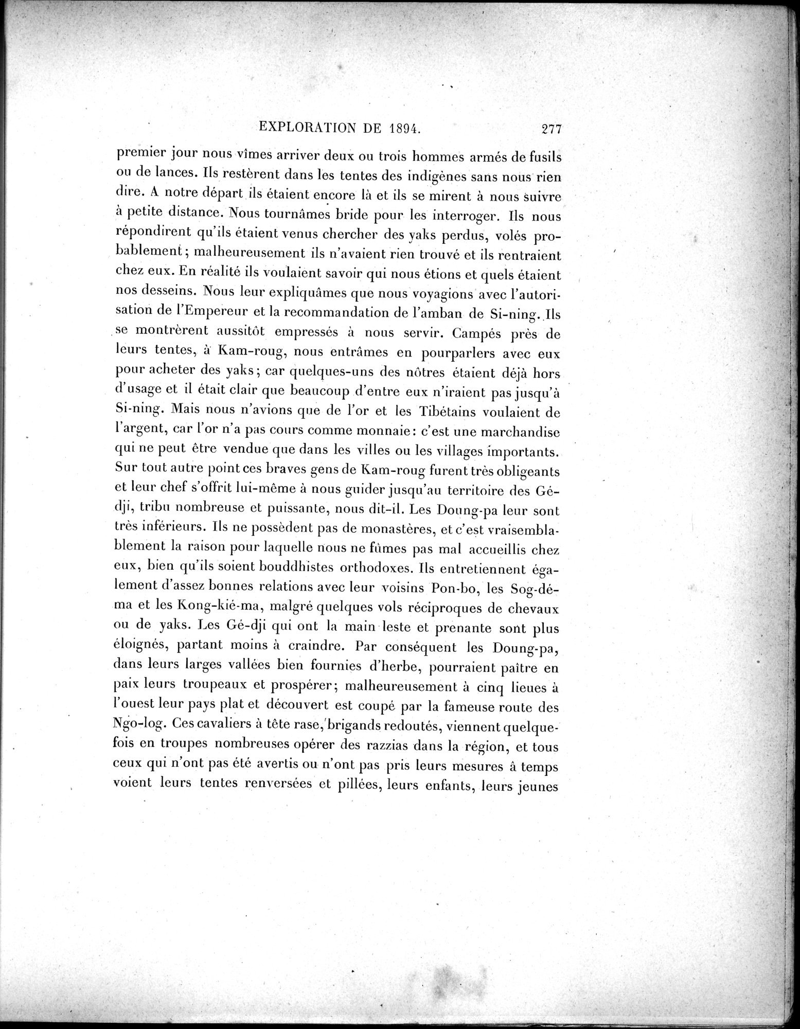 Mission Scientifique dans la Haute Asie 1890-1895 : vol.1 / Page 309 (Grayscale High Resolution Image)