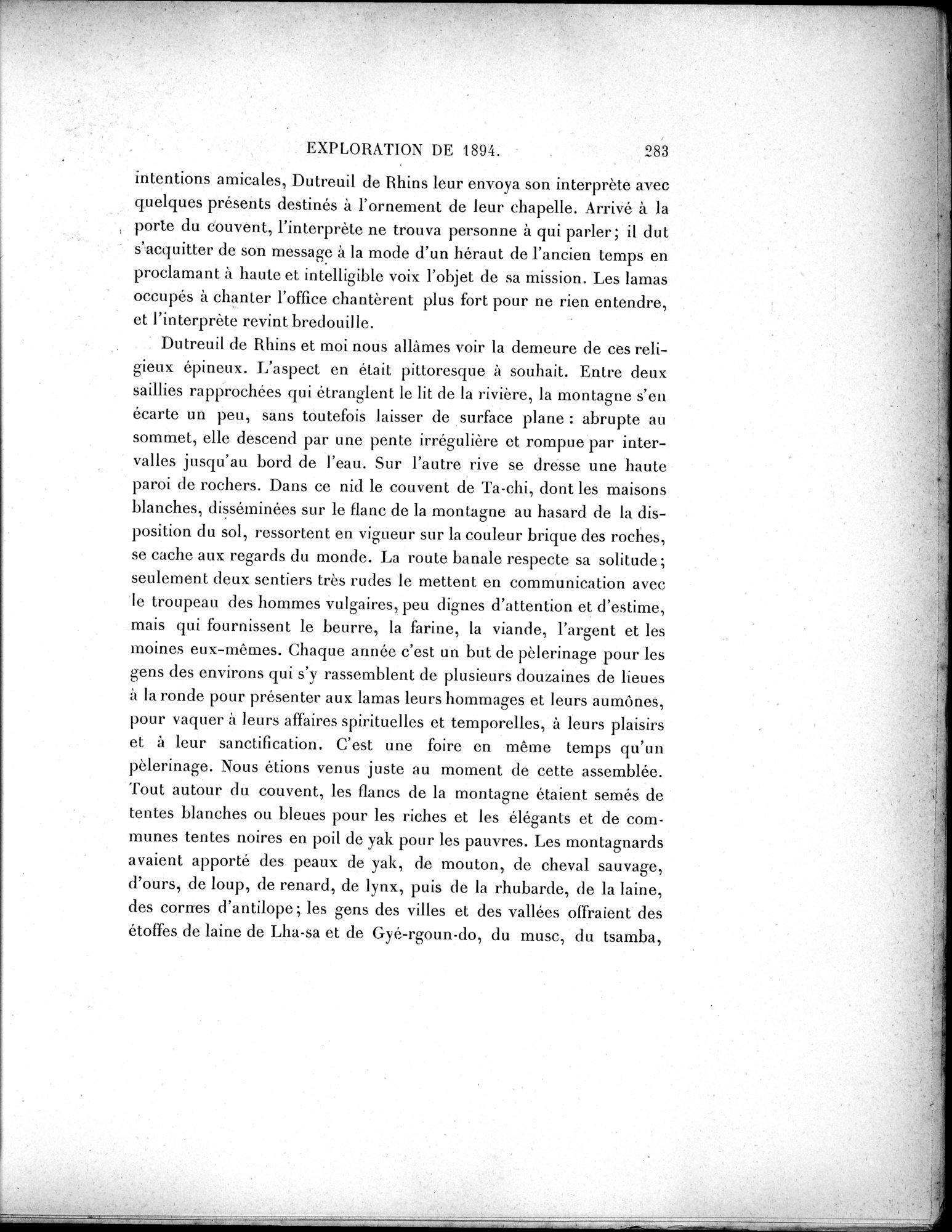 Mission Scientifique dans la Haute Asie 1890-1895 : vol.1 / Page 315 (Grayscale High Resolution Image)