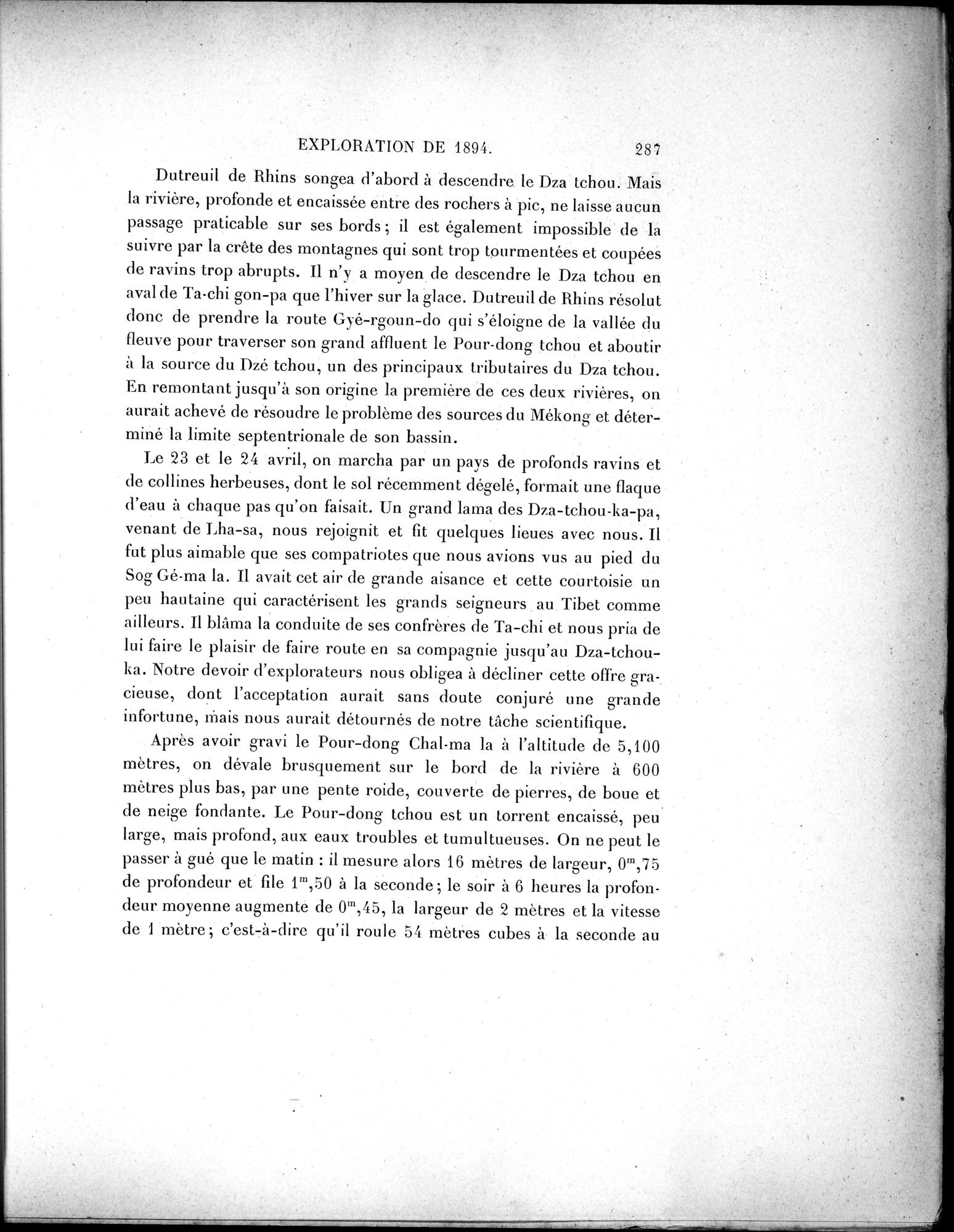 Mission Scientifique dans la Haute Asie 1890-1895 : vol.1 / Page 319 (Grayscale High Resolution Image)