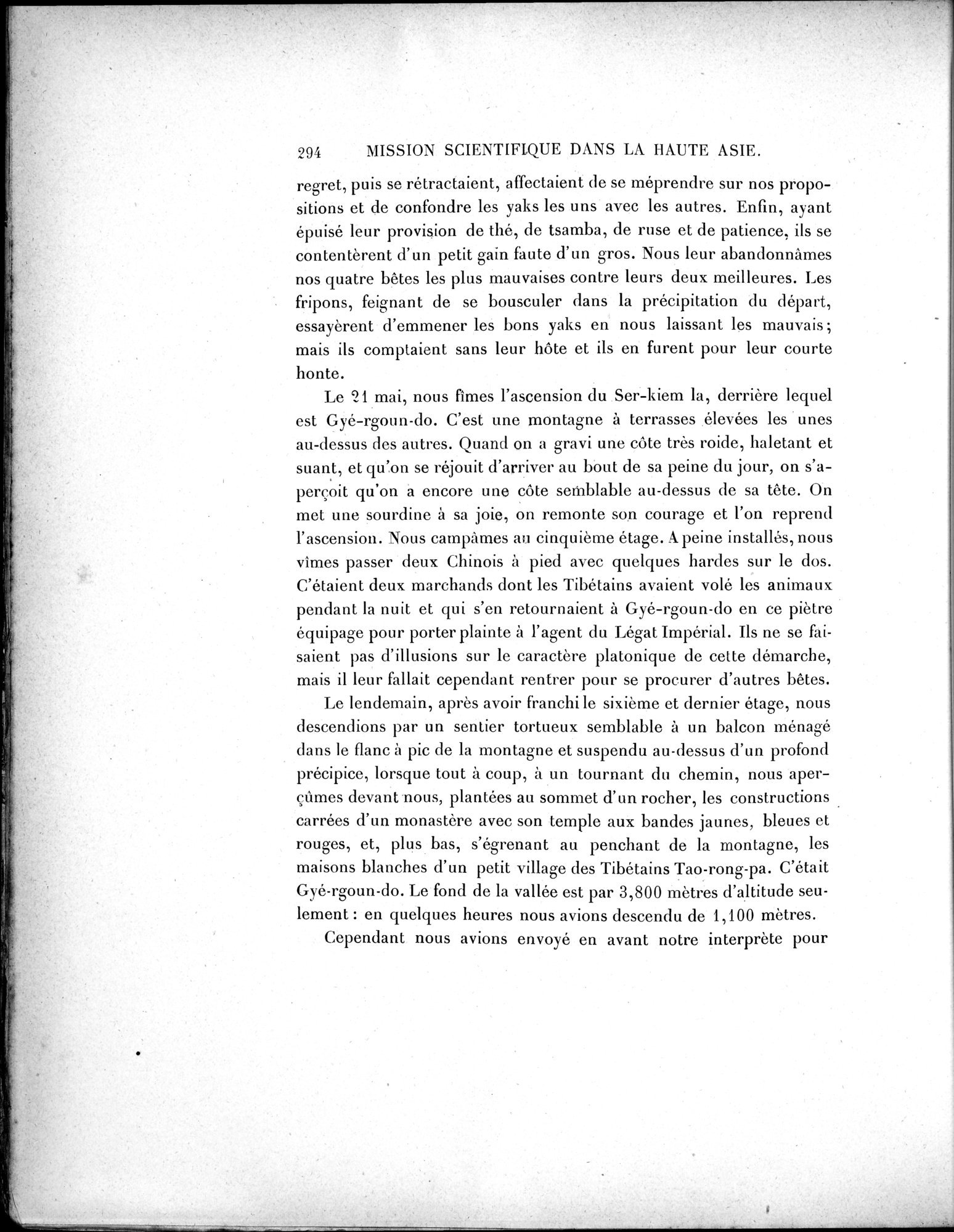 Mission Scientifique dans la Haute Asie 1890-1895 : vol.1 / Page 326 (Grayscale High Resolution Image)