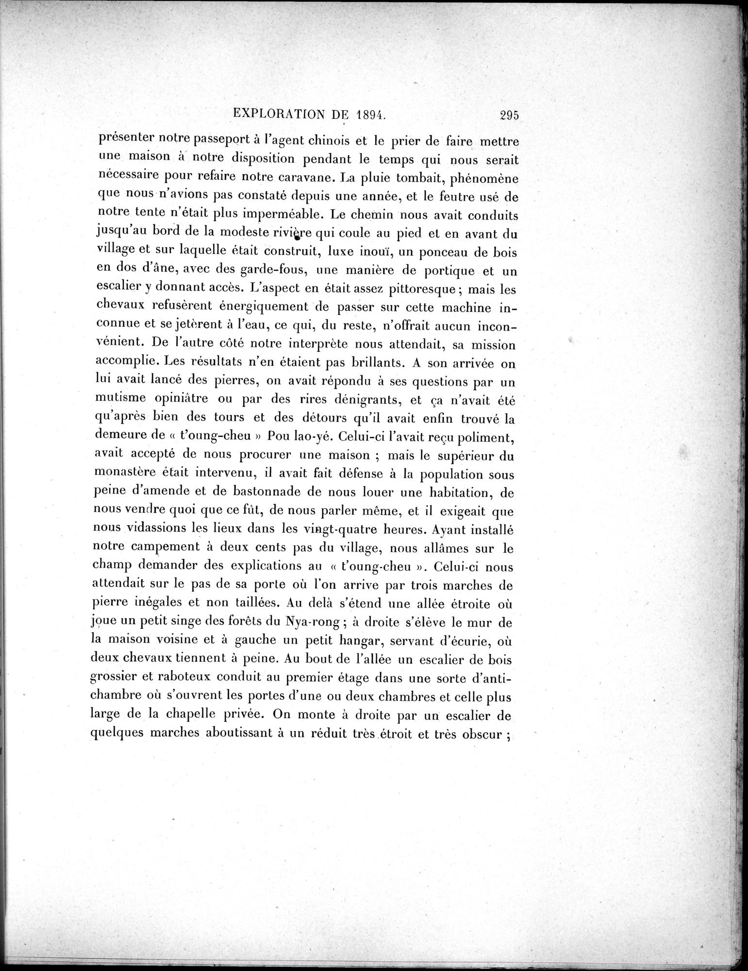 Mission Scientifique dans la Haute Asie 1890-1895 : vol.1 / Page 327 (Grayscale High Resolution Image)