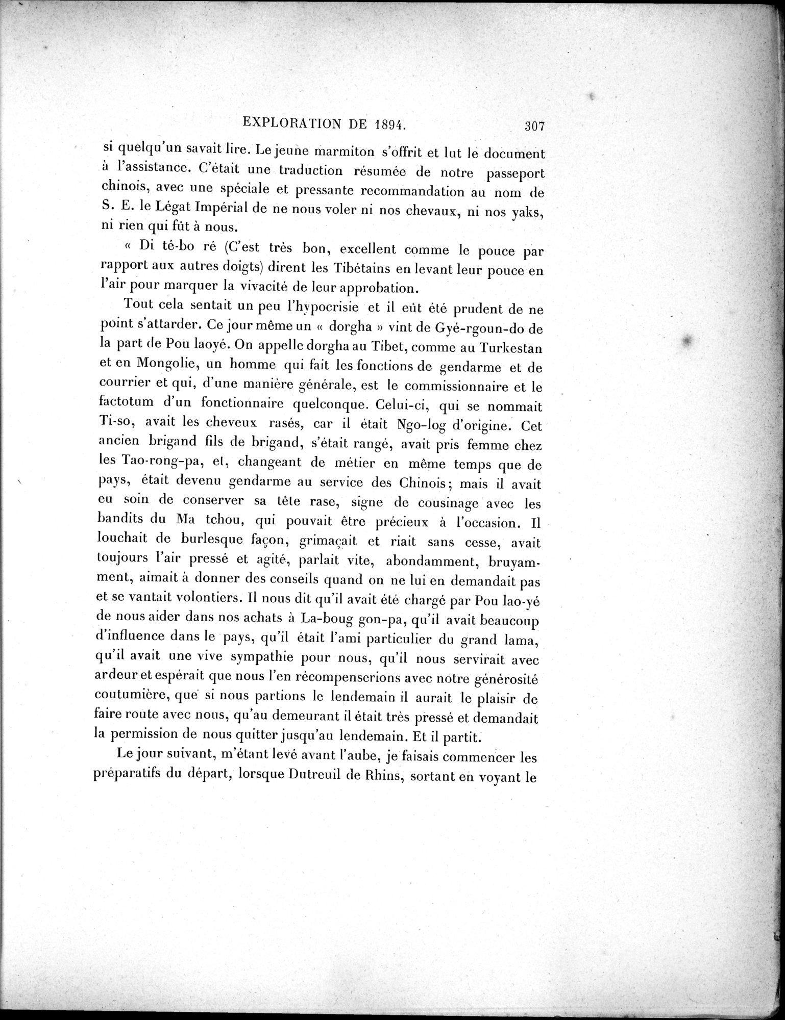 Mission Scientifique dans la Haute Asie 1890-1895 : vol.1 / Page 339 (Grayscale High Resolution Image)