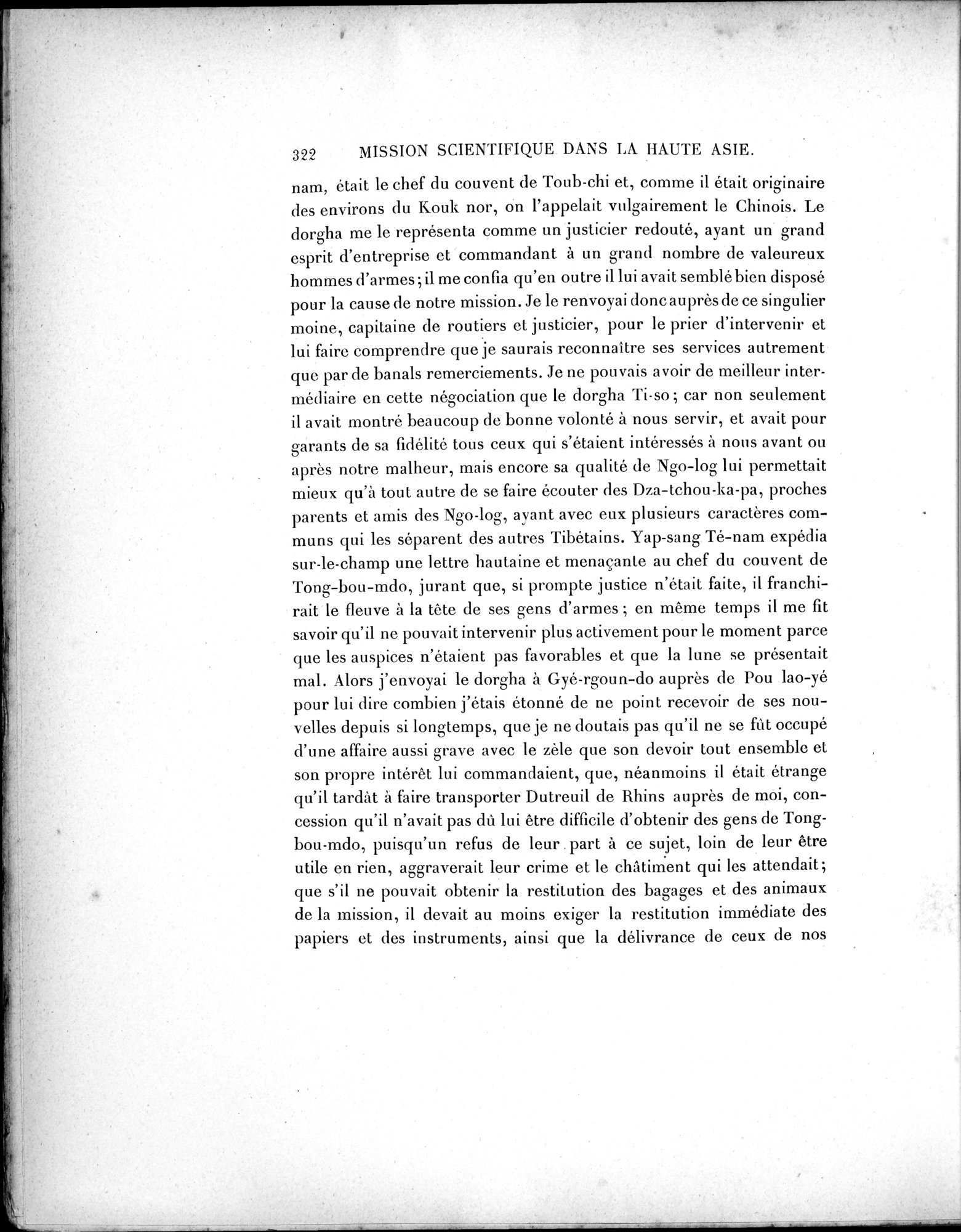 Mission Scientifique dans la Haute Asie 1890-1895 : vol.1 / Page 354 (Grayscale High Resolution Image)