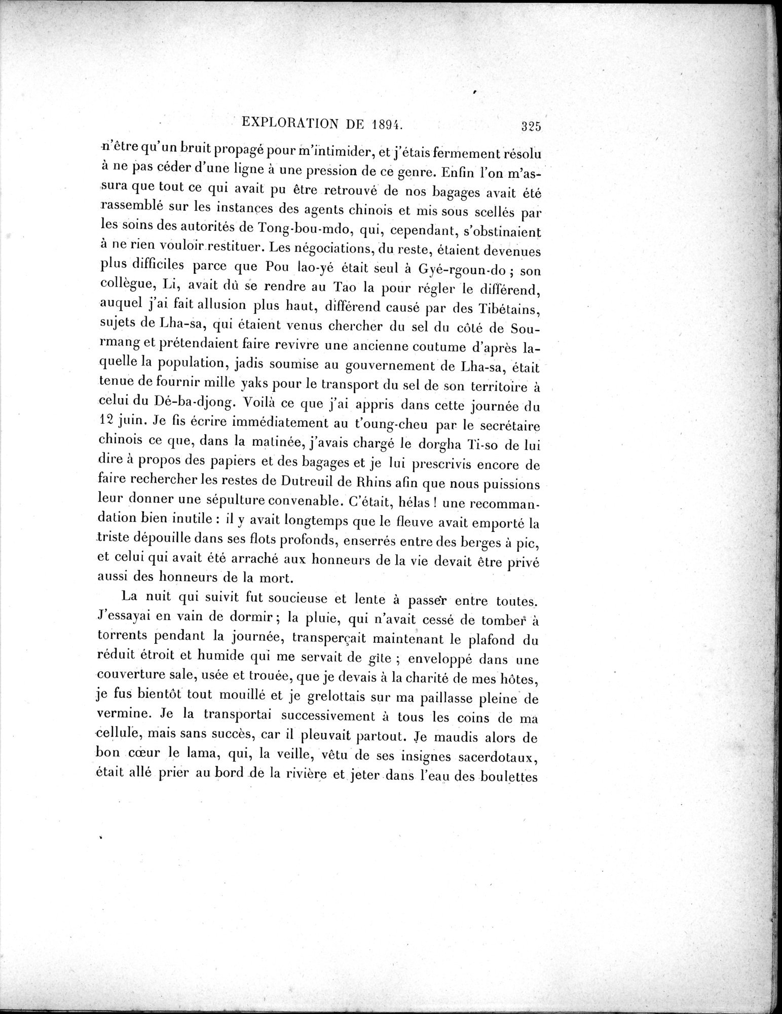 Mission Scientifique dans la Haute Asie 1890-1895 : vol.1 / Page 357 (Grayscale High Resolution Image)