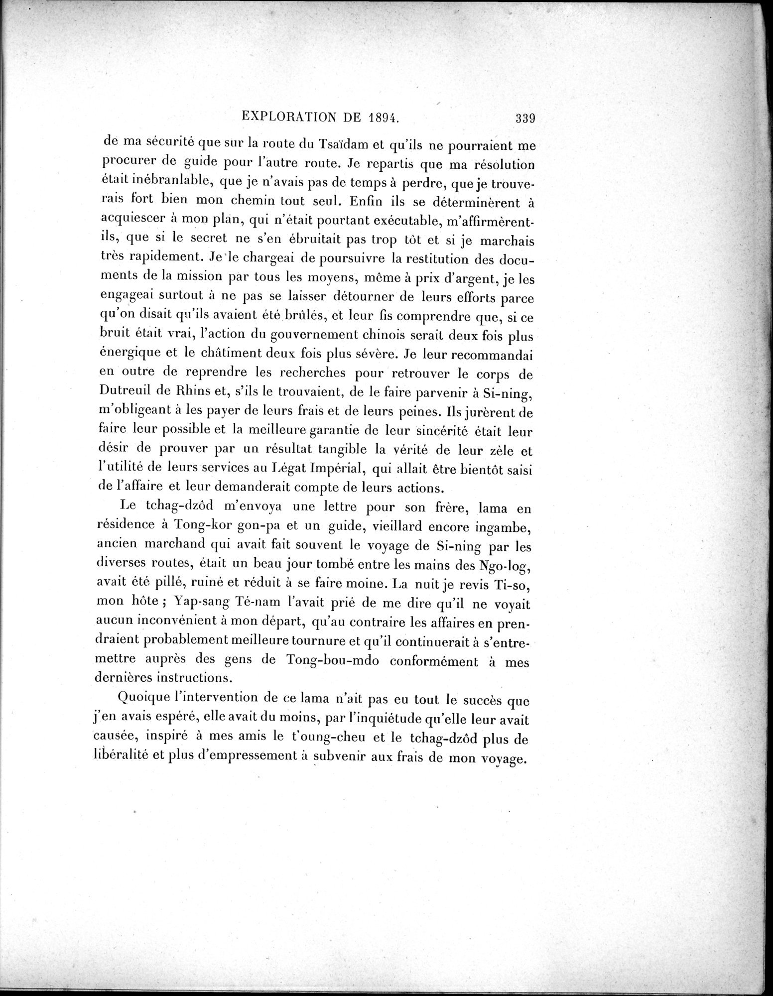 Mission Scientifique dans la Haute Asie 1890-1895 : vol.1 / Page 371 (Grayscale High Resolution Image)