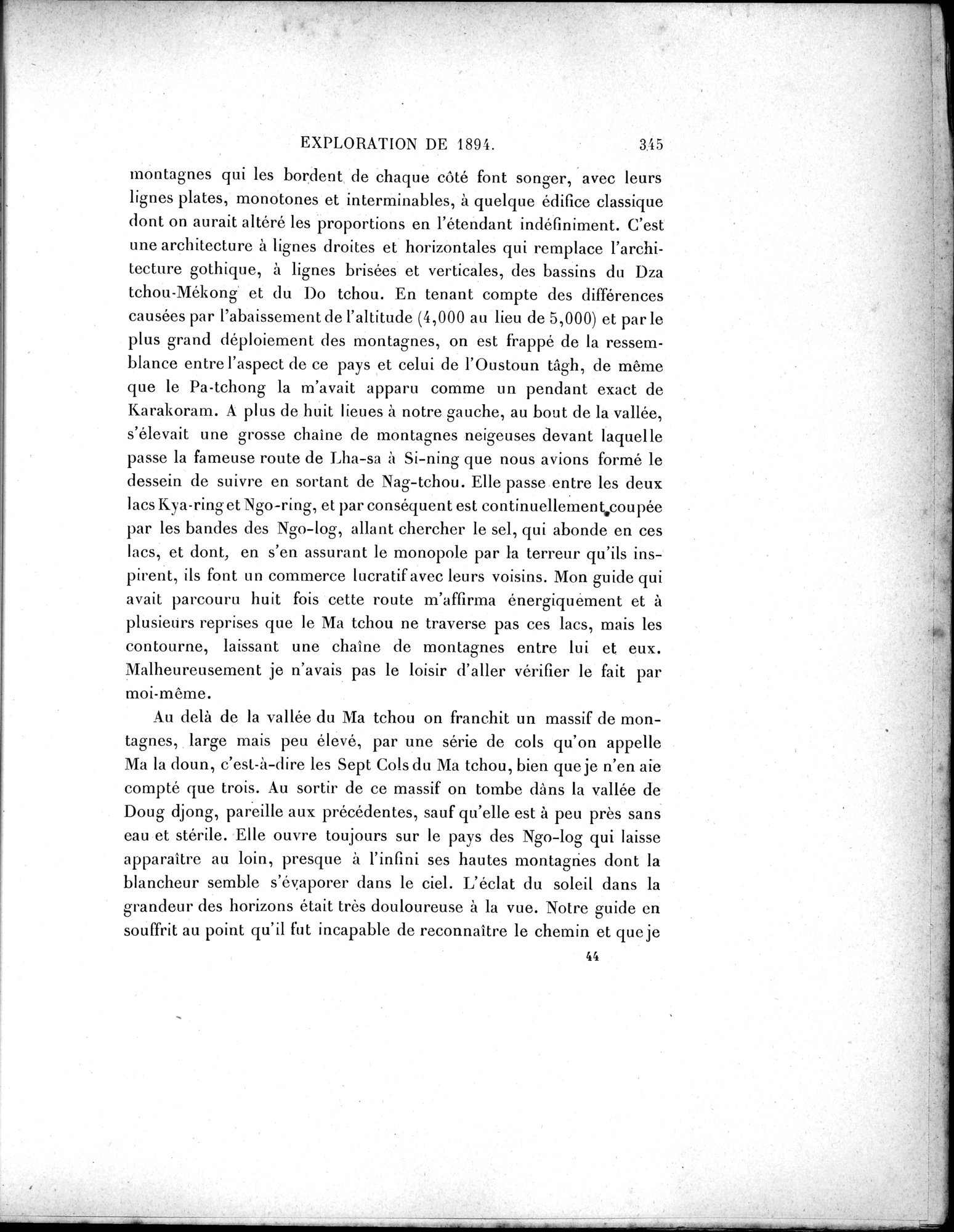 Mission Scientifique dans la Haute Asie 1890-1895 : vol.1 / 377 ページ（白黒高解像度画像）