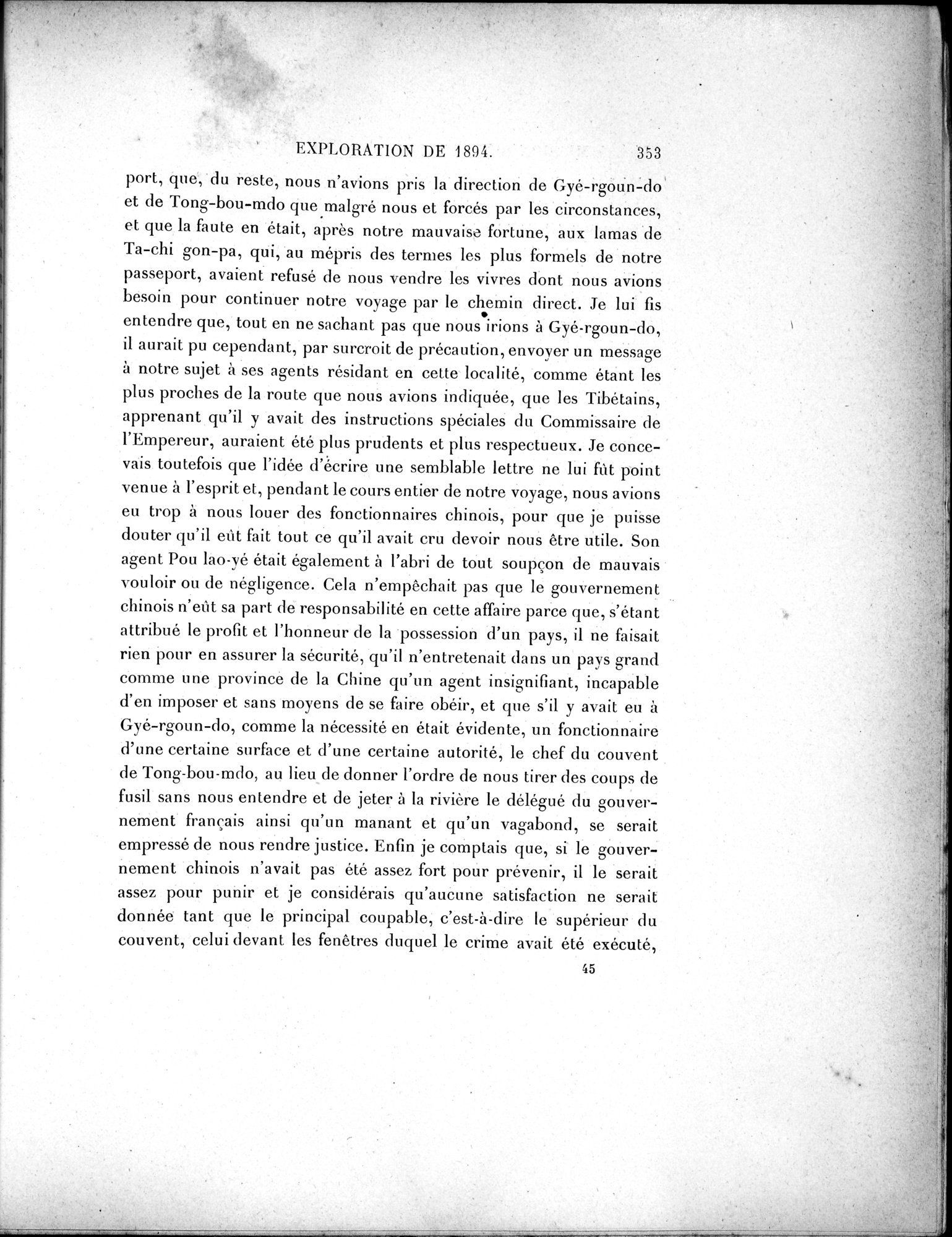 Mission Scientifique dans la Haute Asie 1890-1895 : vol.1 / Page 385 (Grayscale High Resolution Image)