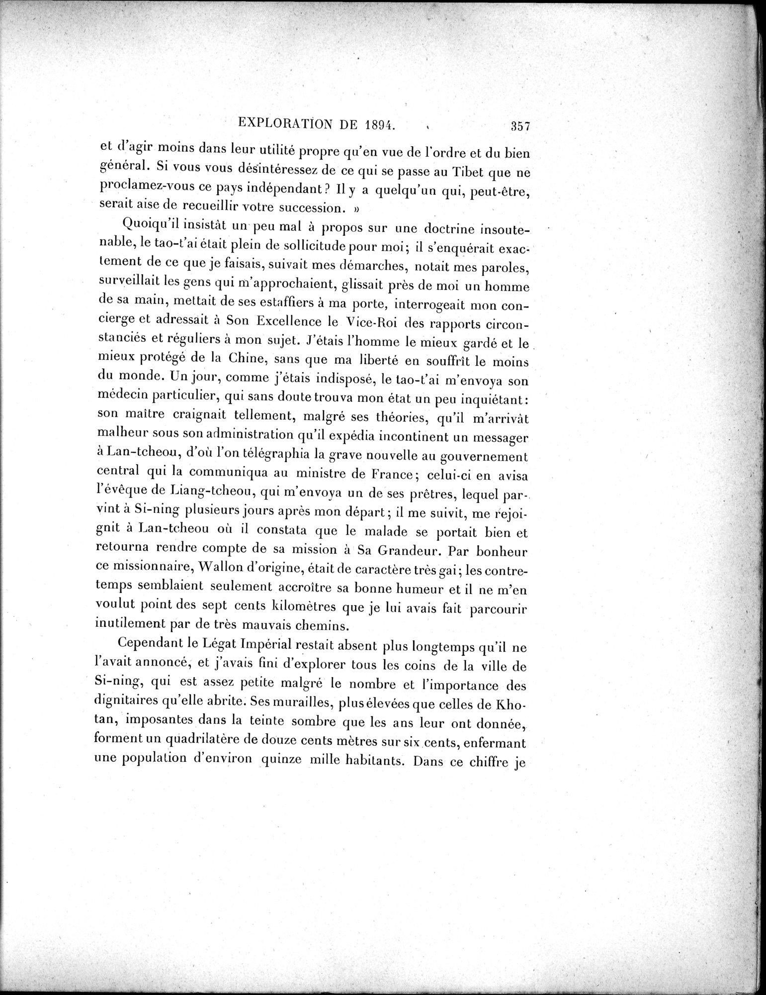 Mission Scientifique dans la Haute Asie 1890-1895 : vol.1 / Page 389 (Grayscale High Resolution Image)