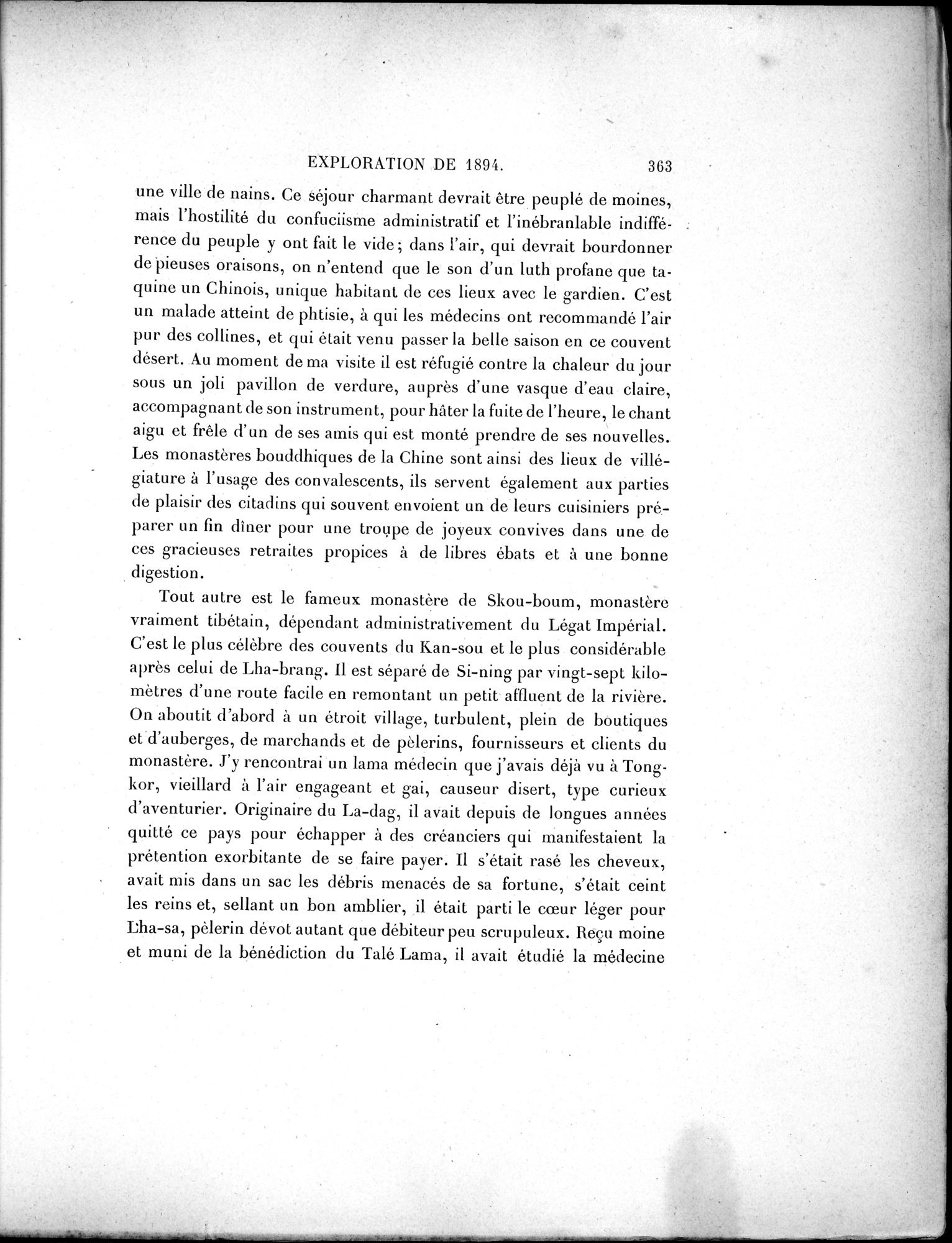 Mission Scientifique dans la Haute Asie 1890-1895 : vol.1 / Page 395 (Grayscale High Resolution Image)