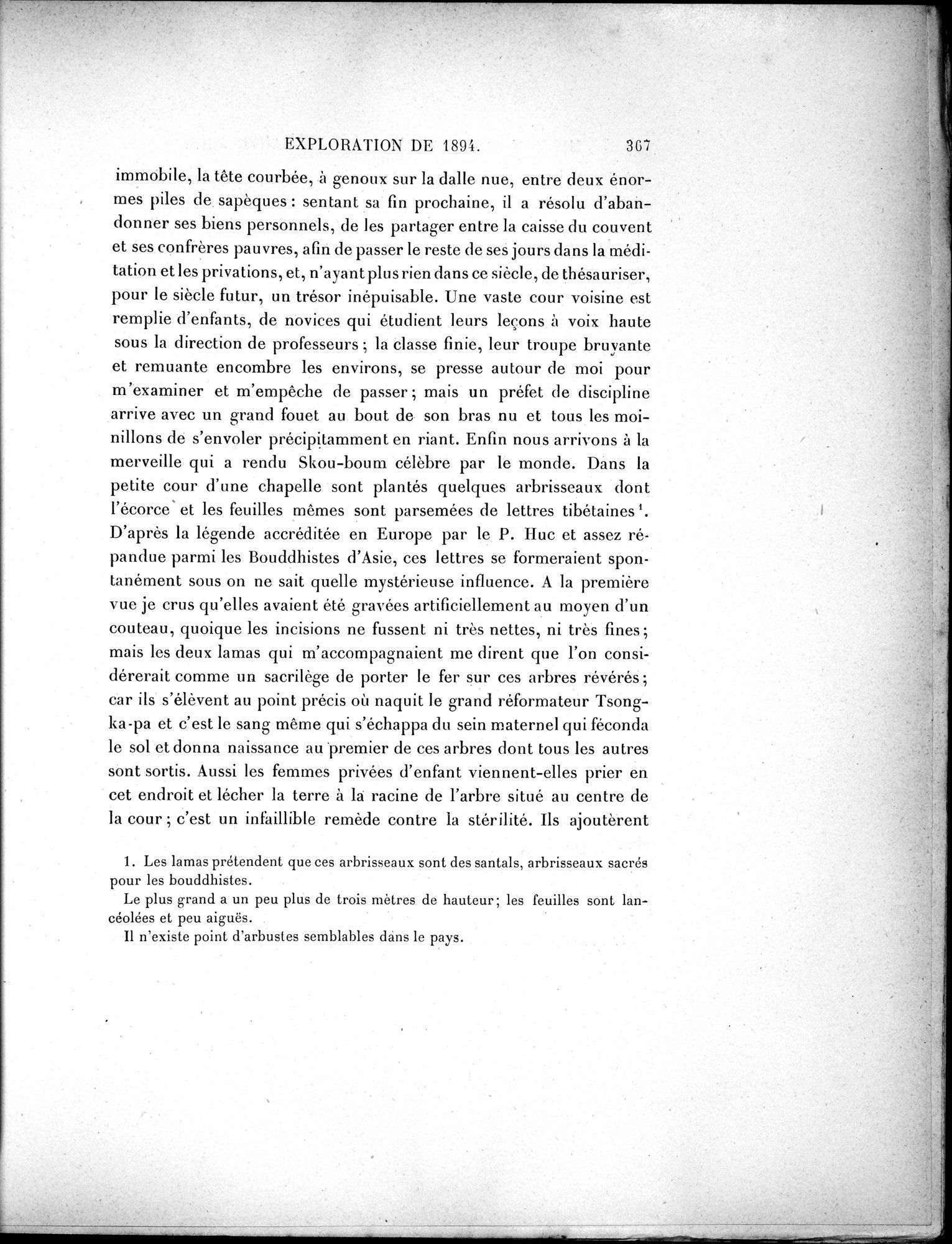 Mission Scientifique dans la Haute Asie 1890-1895 : vol.1 / Page 399 (Grayscale High Resolution Image)