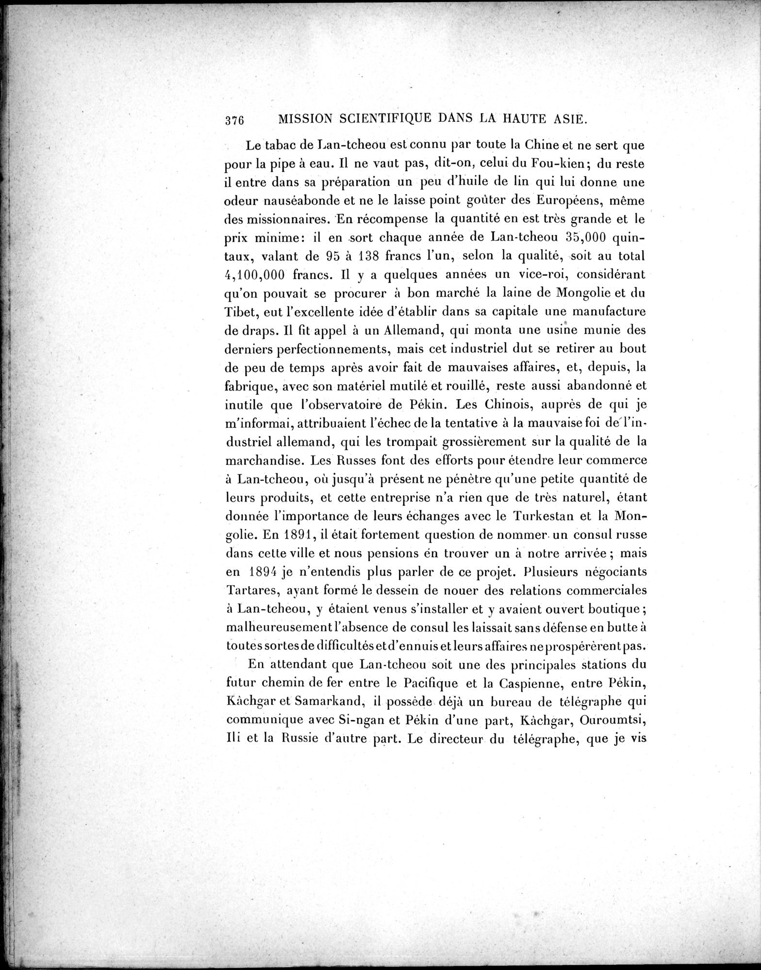 Mission Scientifique dans la Haute Asie 1890-1895 : vol.1 / 408 ページ（白黒高解像度画像）