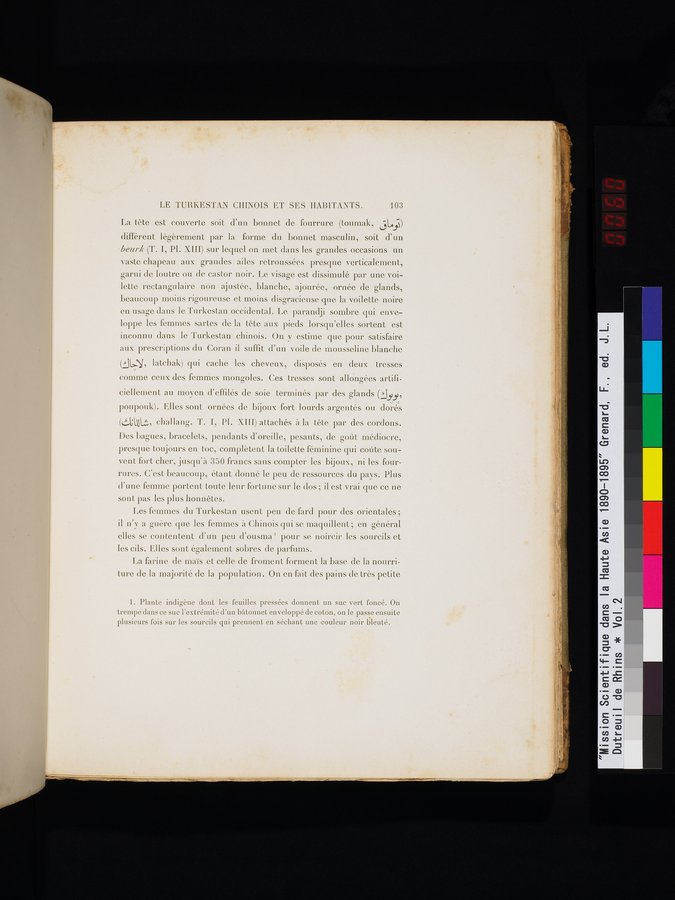 Mission Scientifique dans la Haute Asie 1890-1895 : vol.2 / 119 ページ（カラー画像）