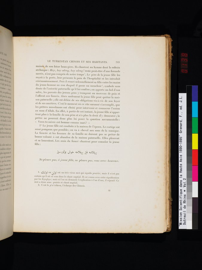 Mission Scientifique dans la Haute Asie 1890-1895 : vol.2 / Page 275 (Color Image)