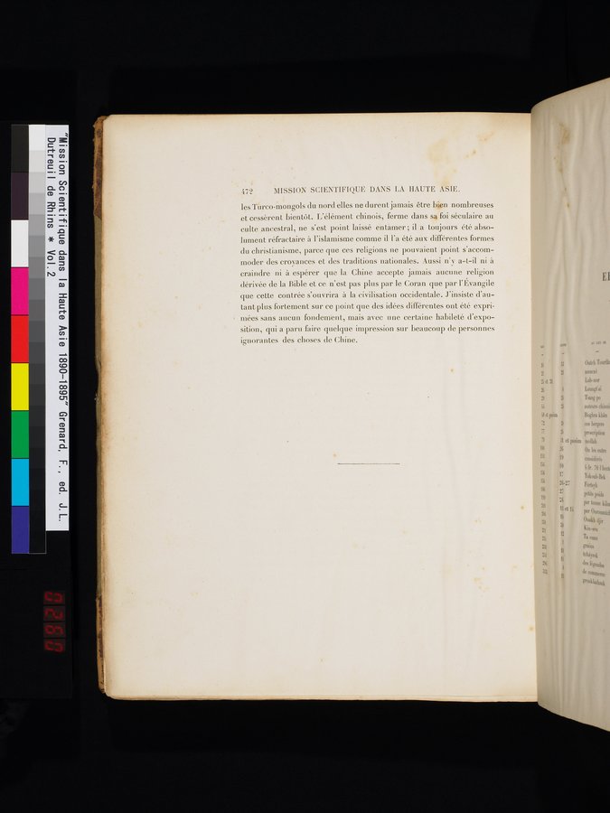 Mission Scientifique dans la Haute Asie 1890-1895 : vol.2 / 498 ページ（カラー画像）