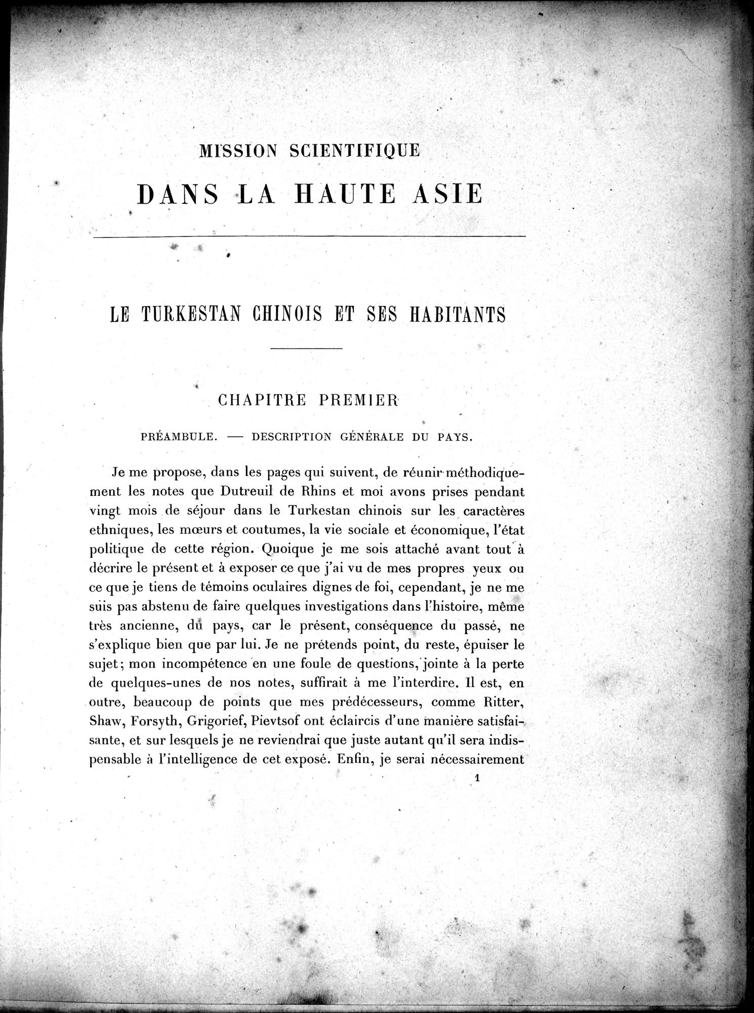 Mission Scientifique dans la Haute Asie 1890-1895 : vol.2 / Page 11 (Grayscale High Resolution Image)