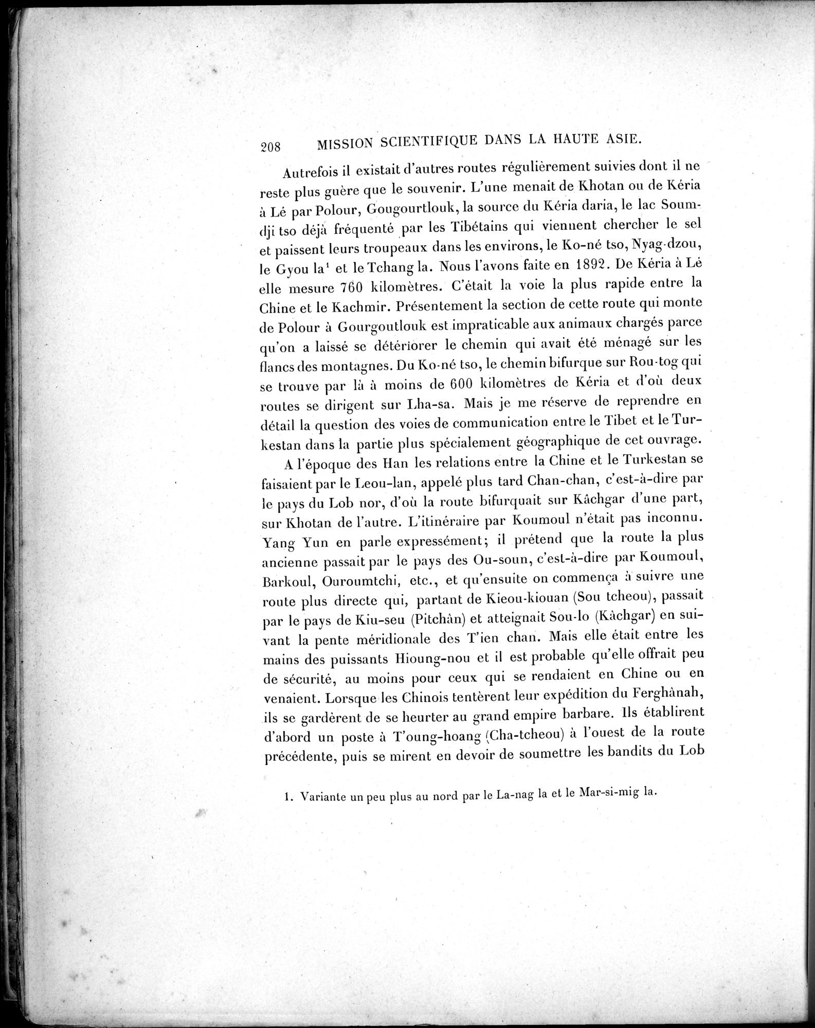 Mission Scientifique dans la Haute Asie 1890-1895 : vol.2 / Page 234 (Grayscale High Resolution Image)