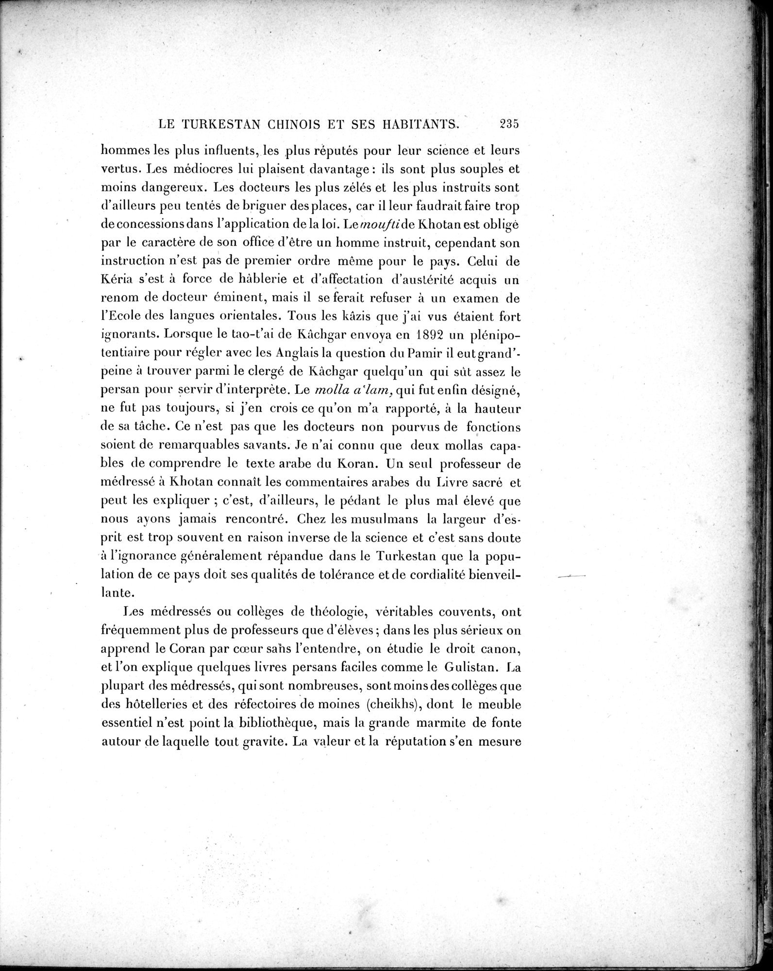 Mission Scientifique dans la Haute Asie 1890-1895 : vol.2 / 261 ページ（白黒高解像度画像）
